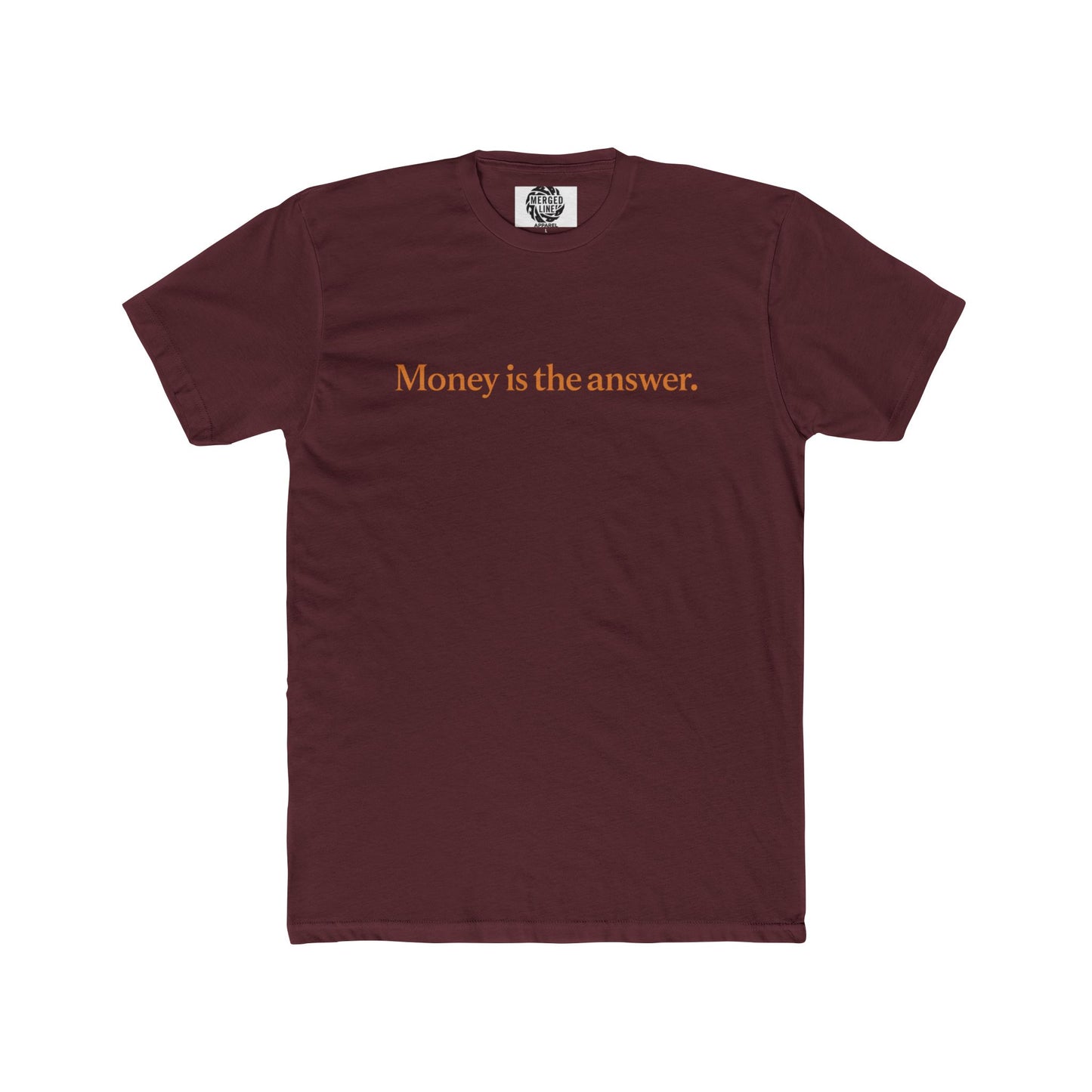 one line Money is the Answer (gold text) Unisex Cotton Crew Tee, Motivational Shirt, Casual Wear, Gift Idea, Stylish Tee for Everyday Use