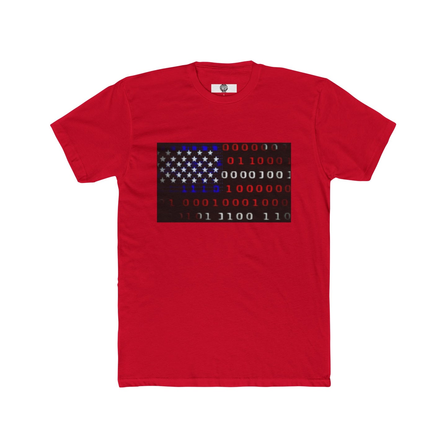 Digital Code American Flag Unisex Cotton Tee, Digital America Tee, Perfect for Tech Lovers, Independence Day, Casual Wear, Geek Gift, Patriotic Apparel