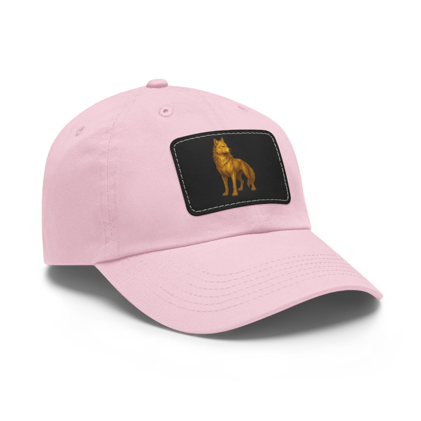 Stylish "Golden Wolf" Dad Hat with Leather Patch - Perfect Gift for Dog Lovers, Casual Wear, Outdoor Adventures, Birthdays, Father's Day