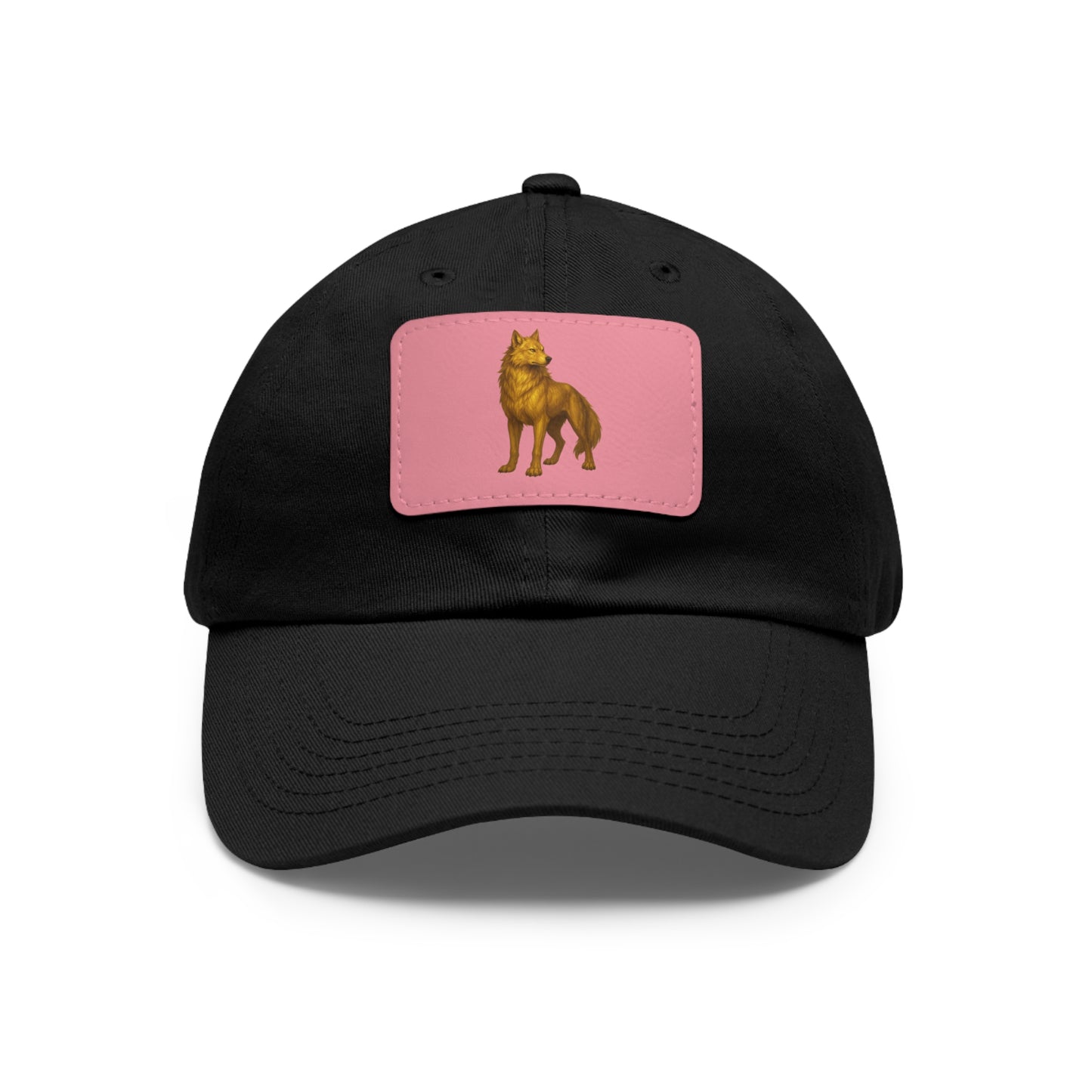 Stylish "Golden Wolf" Dad Hat with Leather Patch - Perfect Gift for Dog Lovers, Casual Wear, Outdoor Adventures, Birthdays, Father's Day