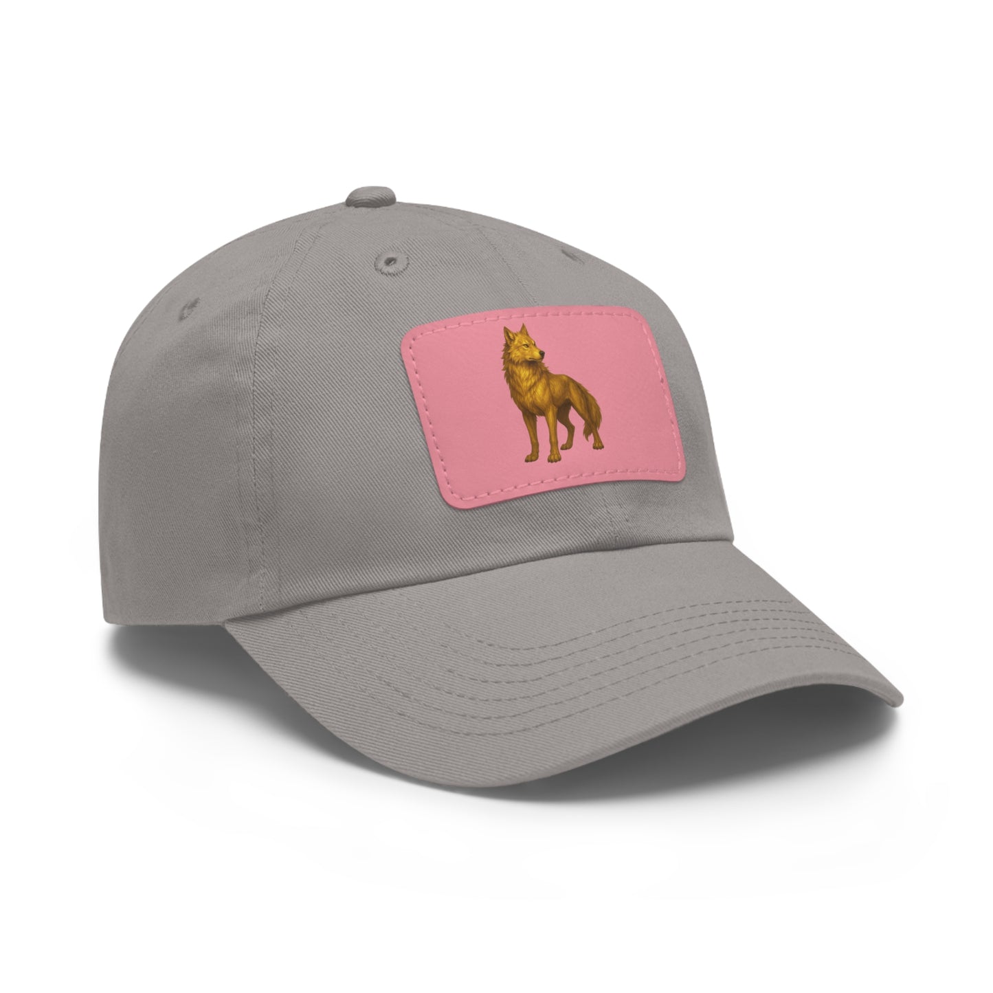 Stylish "Golden Wolf" Dad Hat with Leather Patch - Perfect Gift for Dog Lovers, Casual Wear, Outdoor Adventures, Birthdays, Father's Day