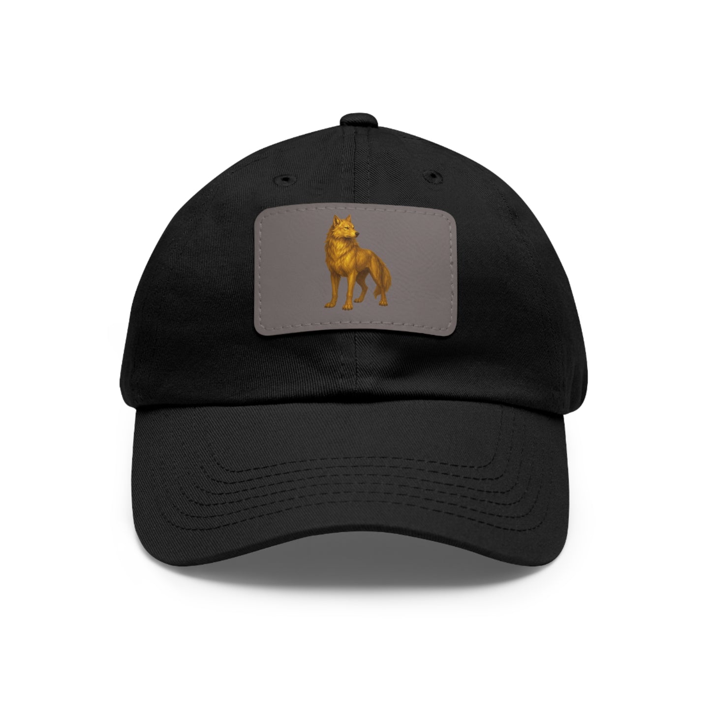 Stylish "Golden Wolf" Dad Hat with Leather Patch - Perfect Gift for Dog Lovers, Casual Wear, Outdoor Adventures, Birthdays, Father's Day