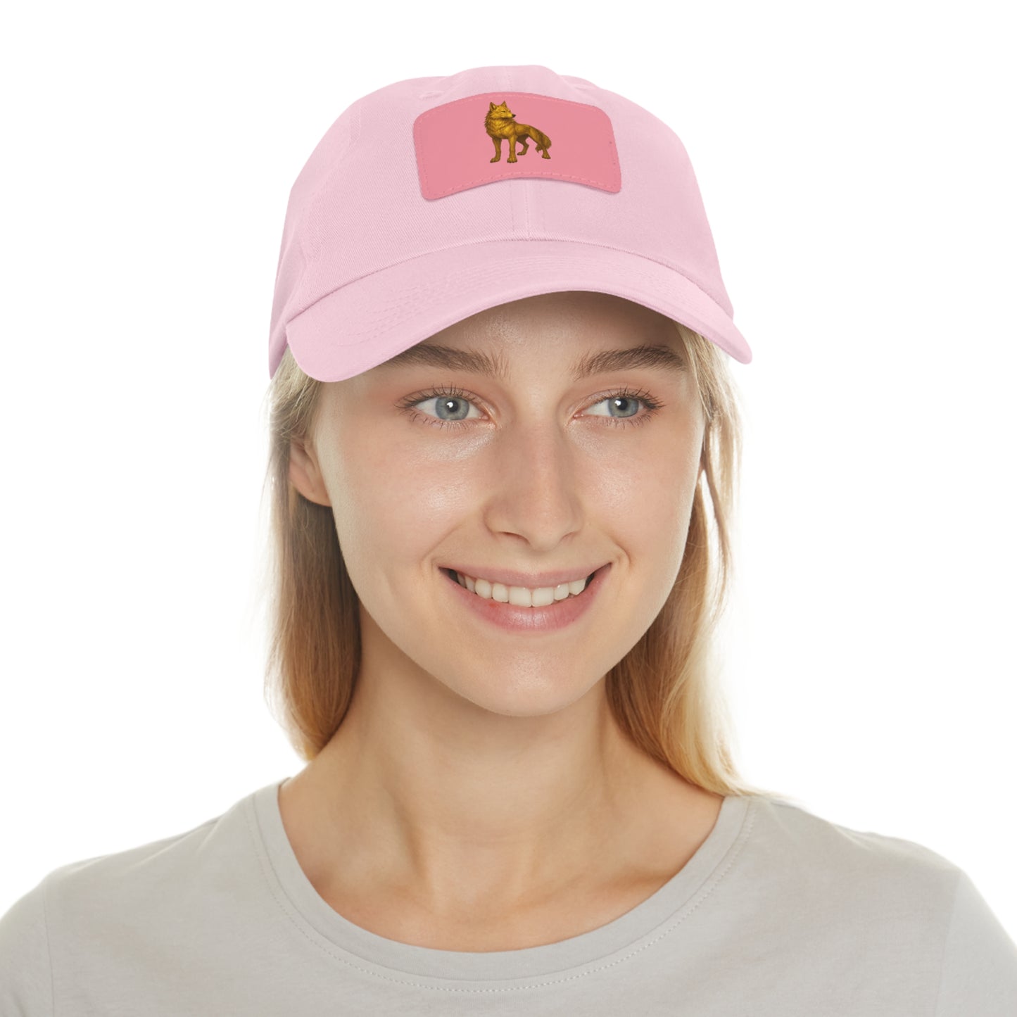 Stylish "Golden Wolf" Dad Hat with Leather Patch - Perfect Gift for Dog Lovers, Casual Wear, Outdoor Adventures, Birthdays, Father's Day