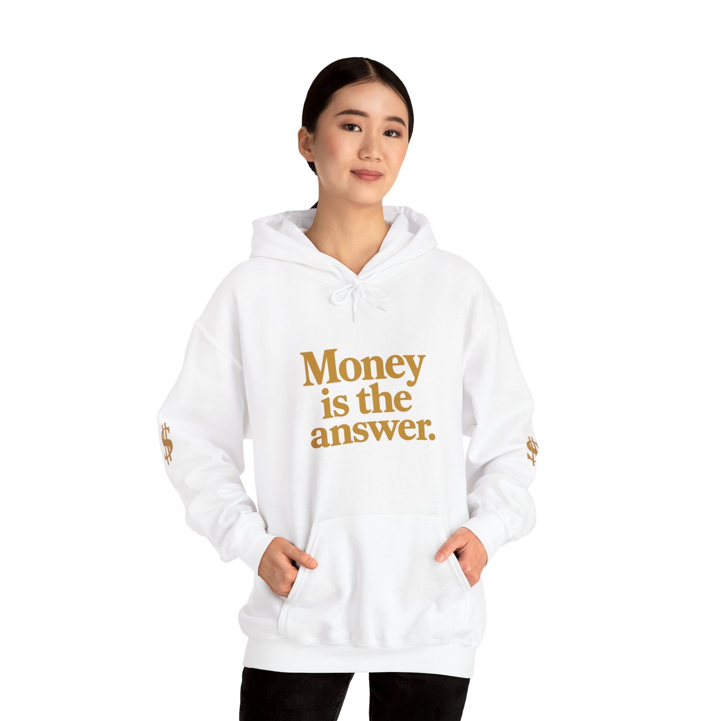 Money is the Answer Hoodie (gold), Cozy Sweatshirt for Entrepreneurs, Trendy Gift for Financial Freedom, Comfortable Casual Wear, [...]