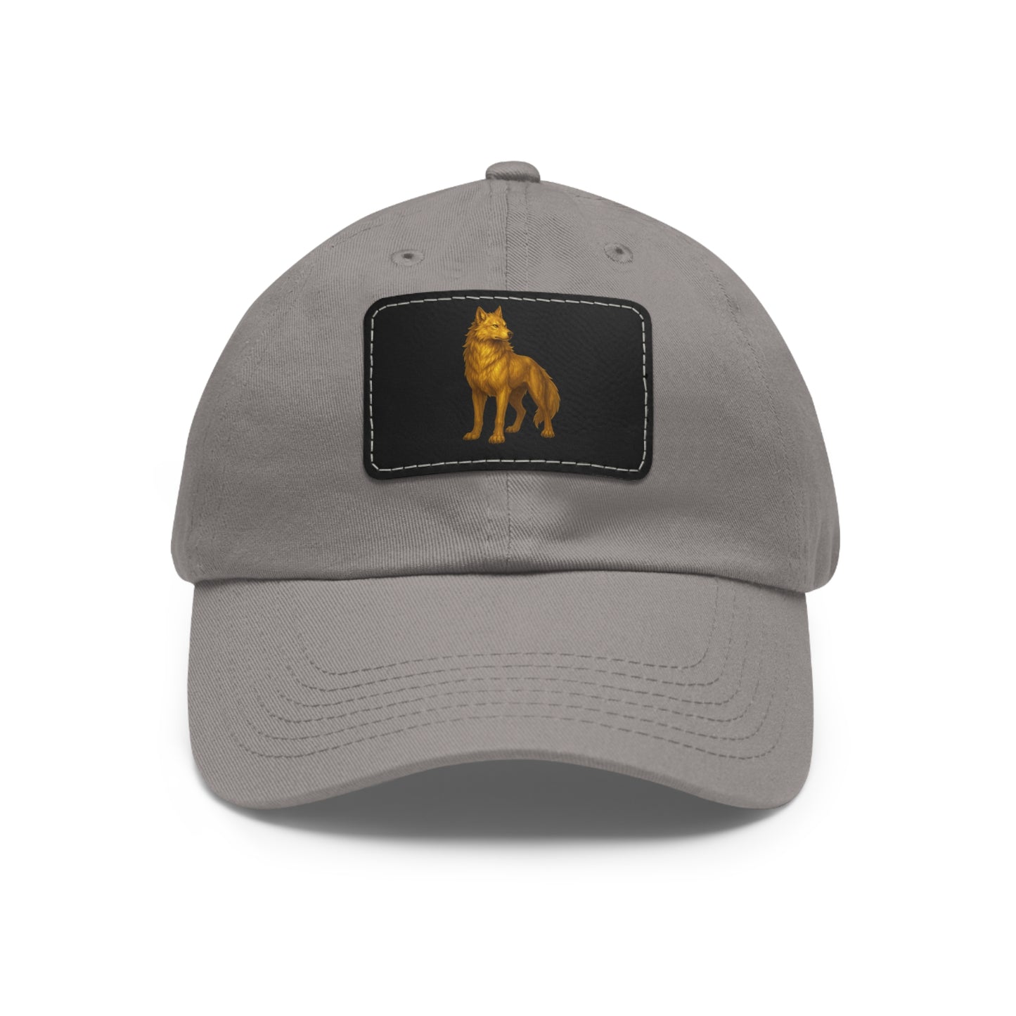 Stylish "Golden Wolf" Dad Hat with Leather Patch - Perfect Gift for Dog Lovers, Casual Wear, Outdoor Adventures, Birthdays, Father's Day