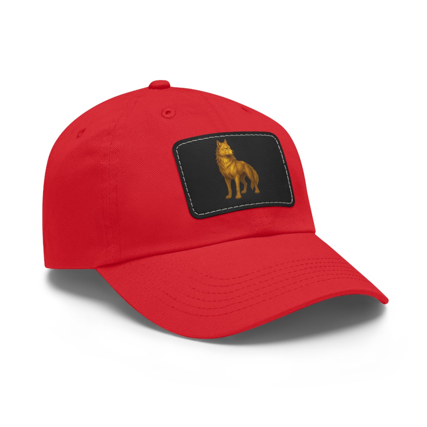 Stylish "Golden Wolf" Dad Hat with Leather Patch - Perfect Gift for Dog Lovers, Casual Wear, Outdoor Adventures, Birthdays, Father's Day