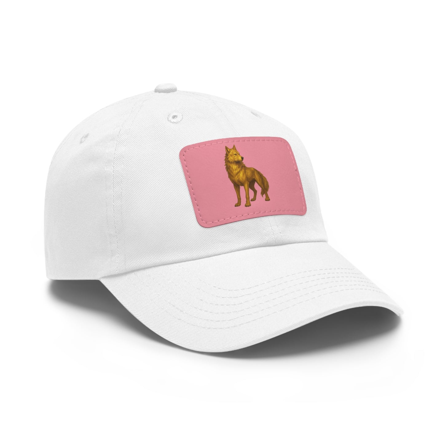 Stylish "Golden Wolf" Dad Hat with Leather Patch - Perfect Gift for Dog Lovers, Casual Wear, Outdoor Adventures, Birthdays, Father's Day