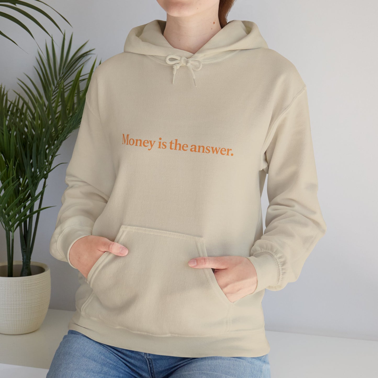 Money is the Answer Unisex Heavy Blend Hooded Sweatshirt, Casual Wear, Gift for Friends, Relaxed Style, Motivation Apparel