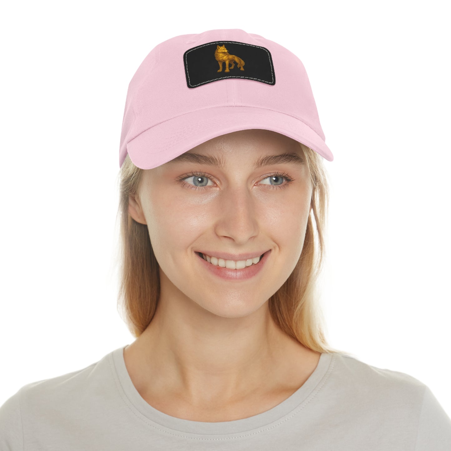 Stylish "Golden Wolf" Dad Hat with Leather Patch - Perfect Gift for Dog Lovers, Casual Wear, Outdoor Adventures, Birthdays, Father's Day