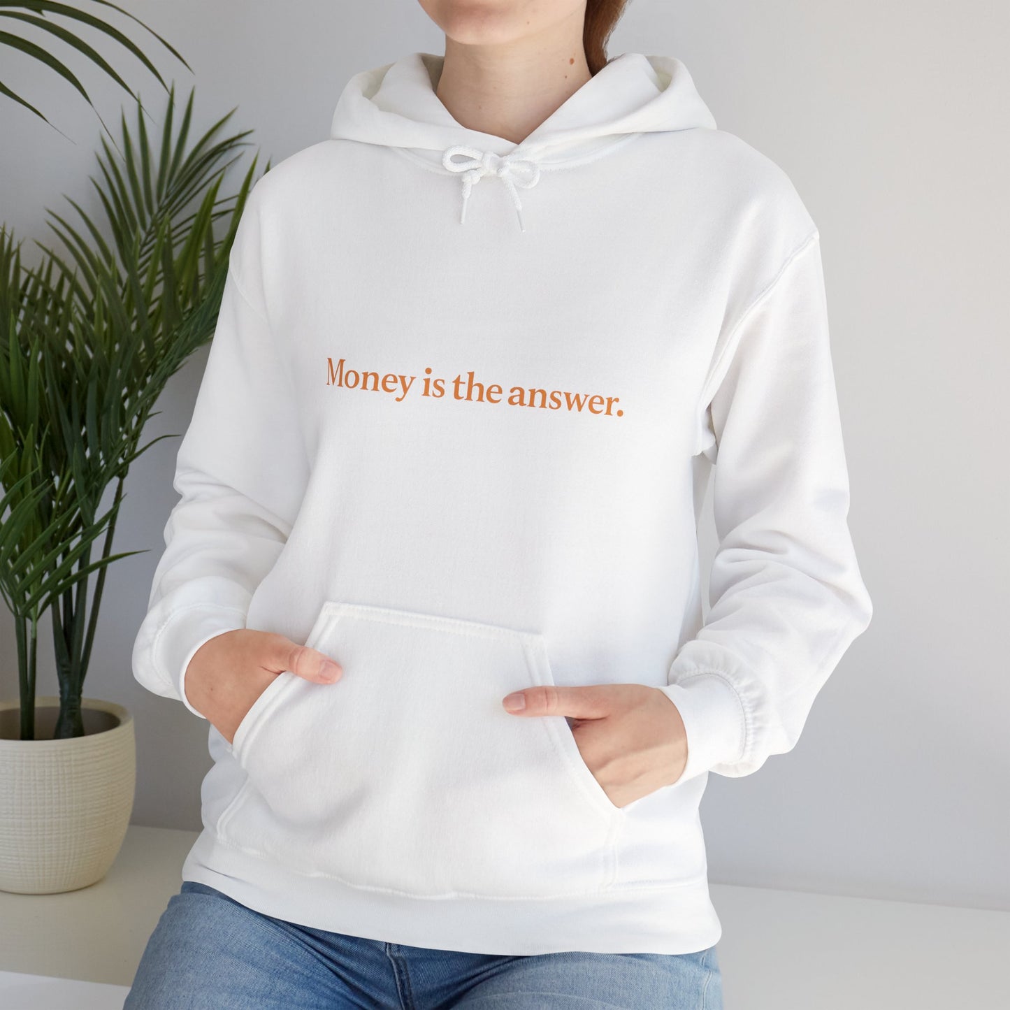 Money is the Answer Unisex Heavy Blend Hooded Sweatshirt, Casual Wear, Gift for Friends, Relaxed Style, Motivation Apparel