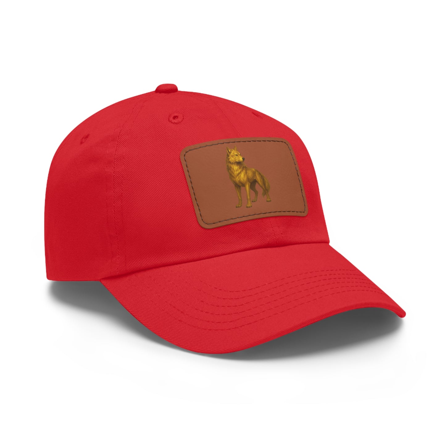 Stylish "Golden Wolf" Dad Hat with Leather Patch - Perfect Gift for Dog Lovers, Casual Wear, Outdoor Adventures, Birthdays, Father's Day