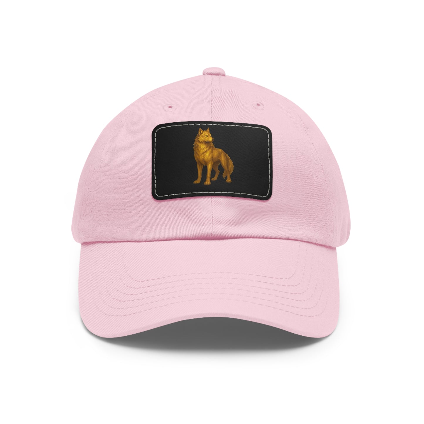 Stylish "Golden Wolf" Dad Hat with Leather Patch - Perfect Gift for Dog Lovers, Casual Wear, Outdoor Adventures, Birthdays, Father's Day