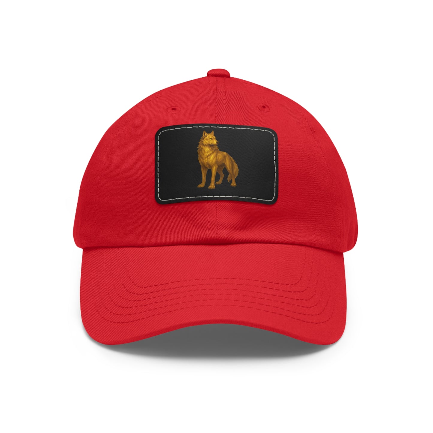 Stylish "Golden Wolf" Dad Hat with Leather Patch - Perfect Gift for Dog Lovers, Casual Wear, Outdoor Adventures, Birthdays, Father's Day