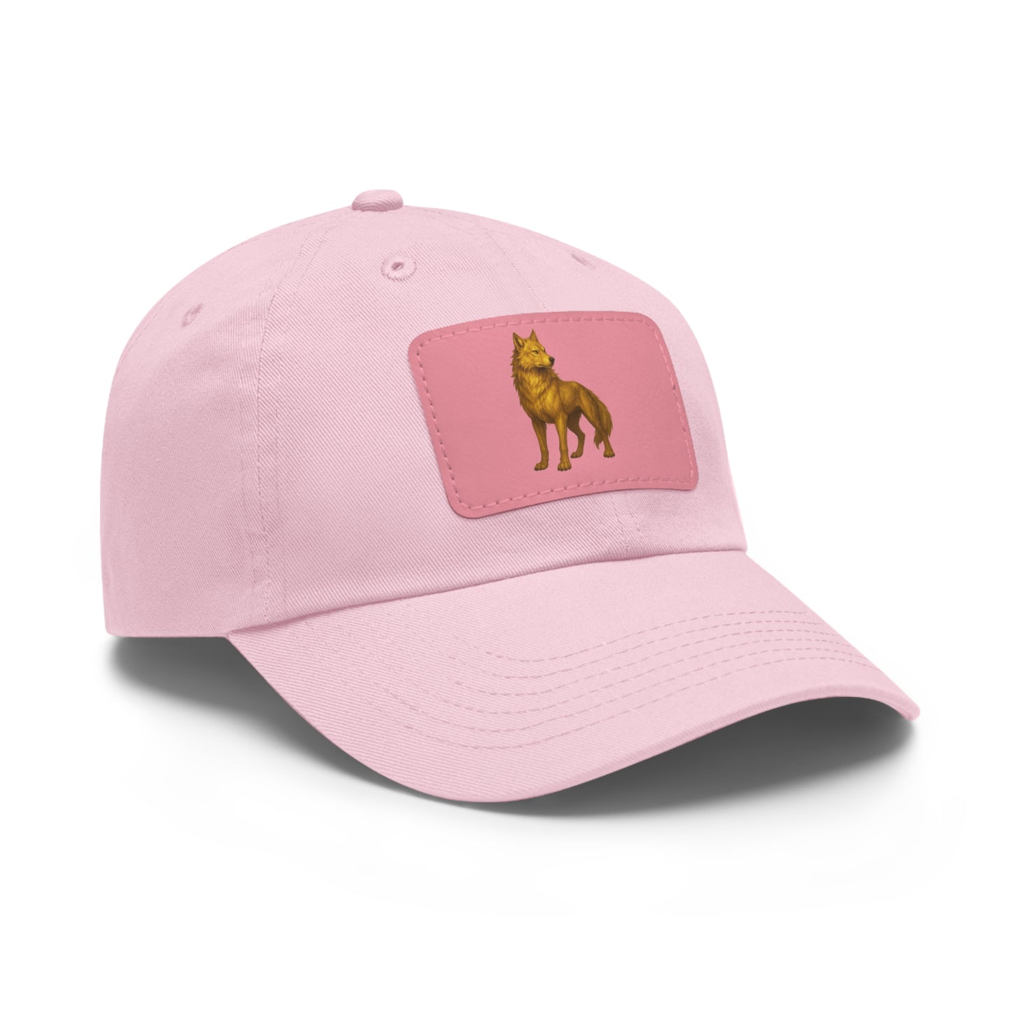 Stylish "Golden Wolf" Dad Hat with Leather Patch - Perfect Gift for Dog Lovers, Casual Wear, Outdoor Adventures, Birthdays, Father's Day
