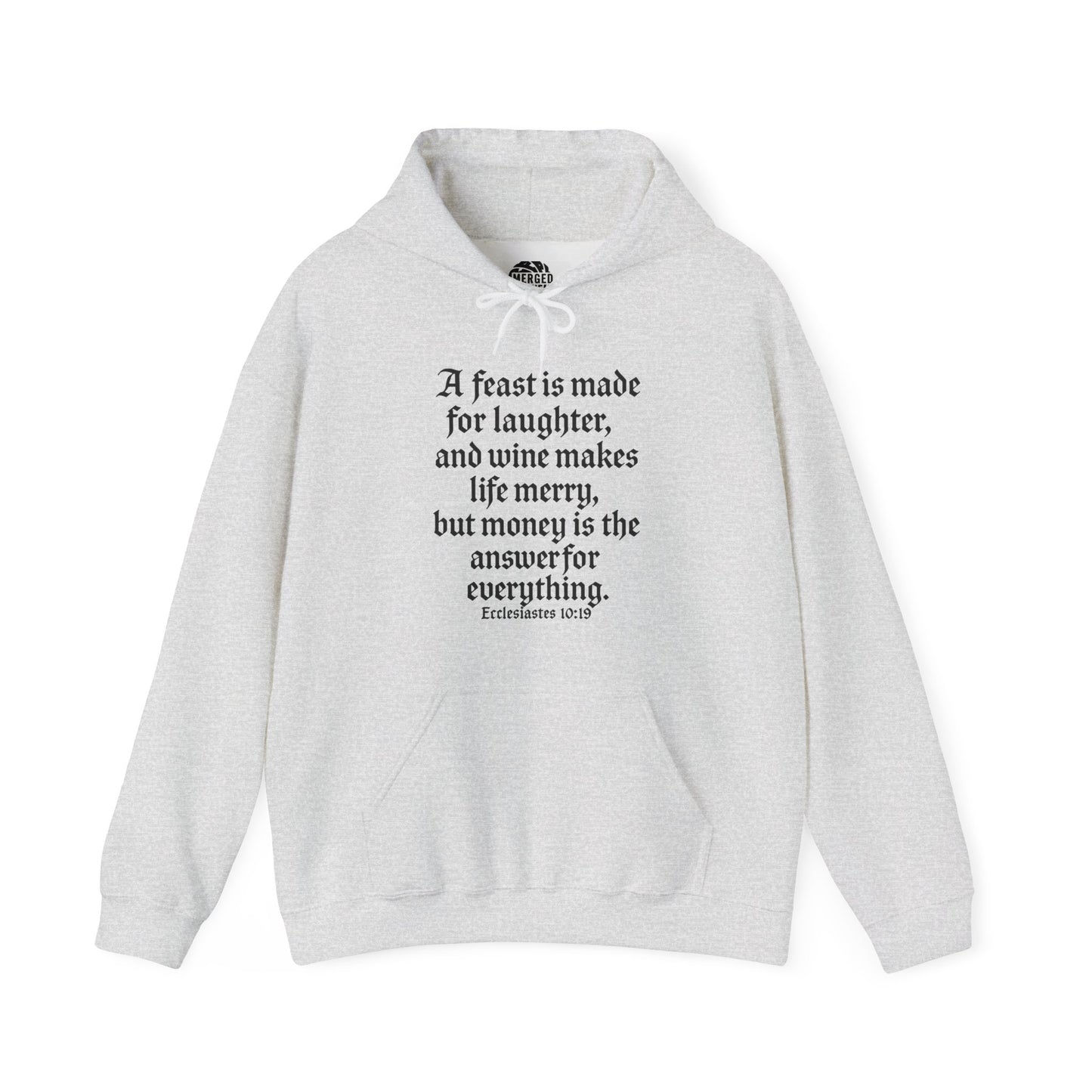 Ecclesiastes 10:19 (classic text) hoodie, Wine & Laughter Sweatshirt, Cozy Hoodie, Gift for Wine Lovers, Bible Quotes, Holiday Apparel, Unisex Clothing