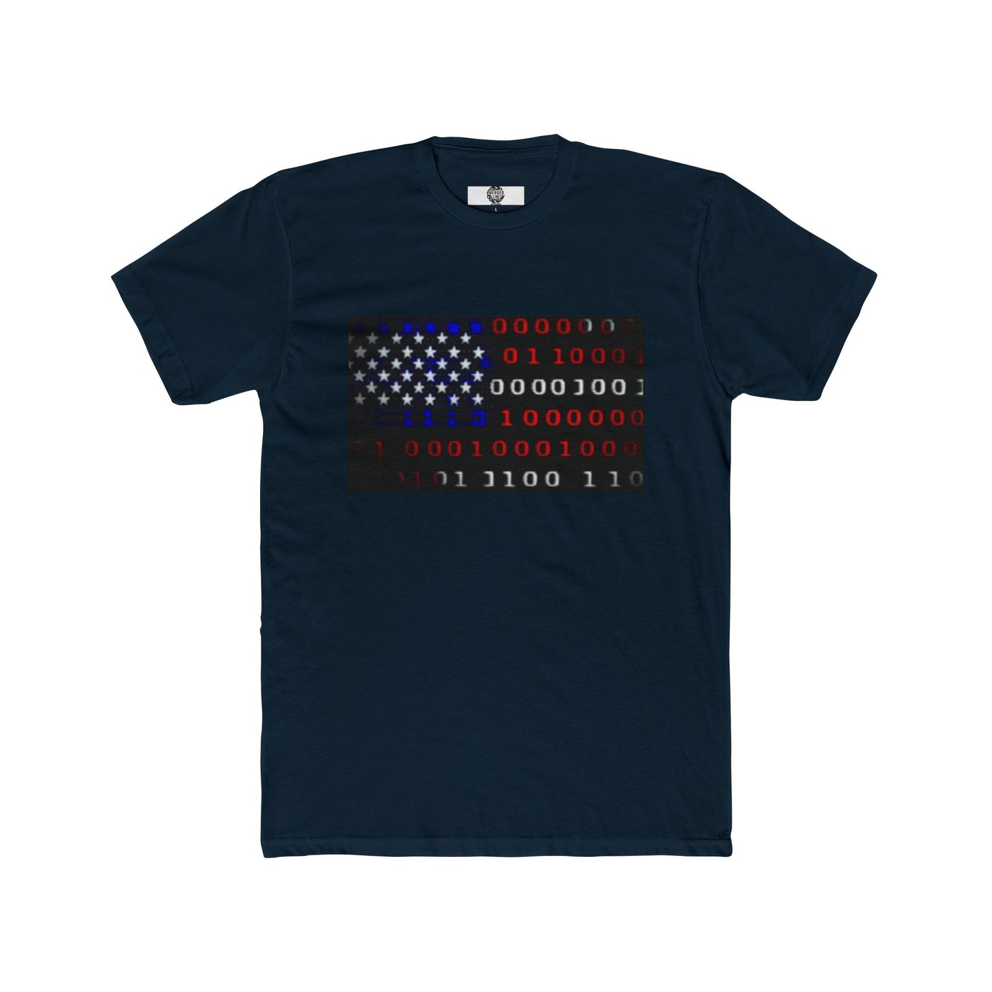 Digital Code American Flag Unisex Cotton Tee, Digital America Tee, Perfect for Tech Lovers, Independence Day, Casual Wear, Geek Gift, Patriotic Apparel