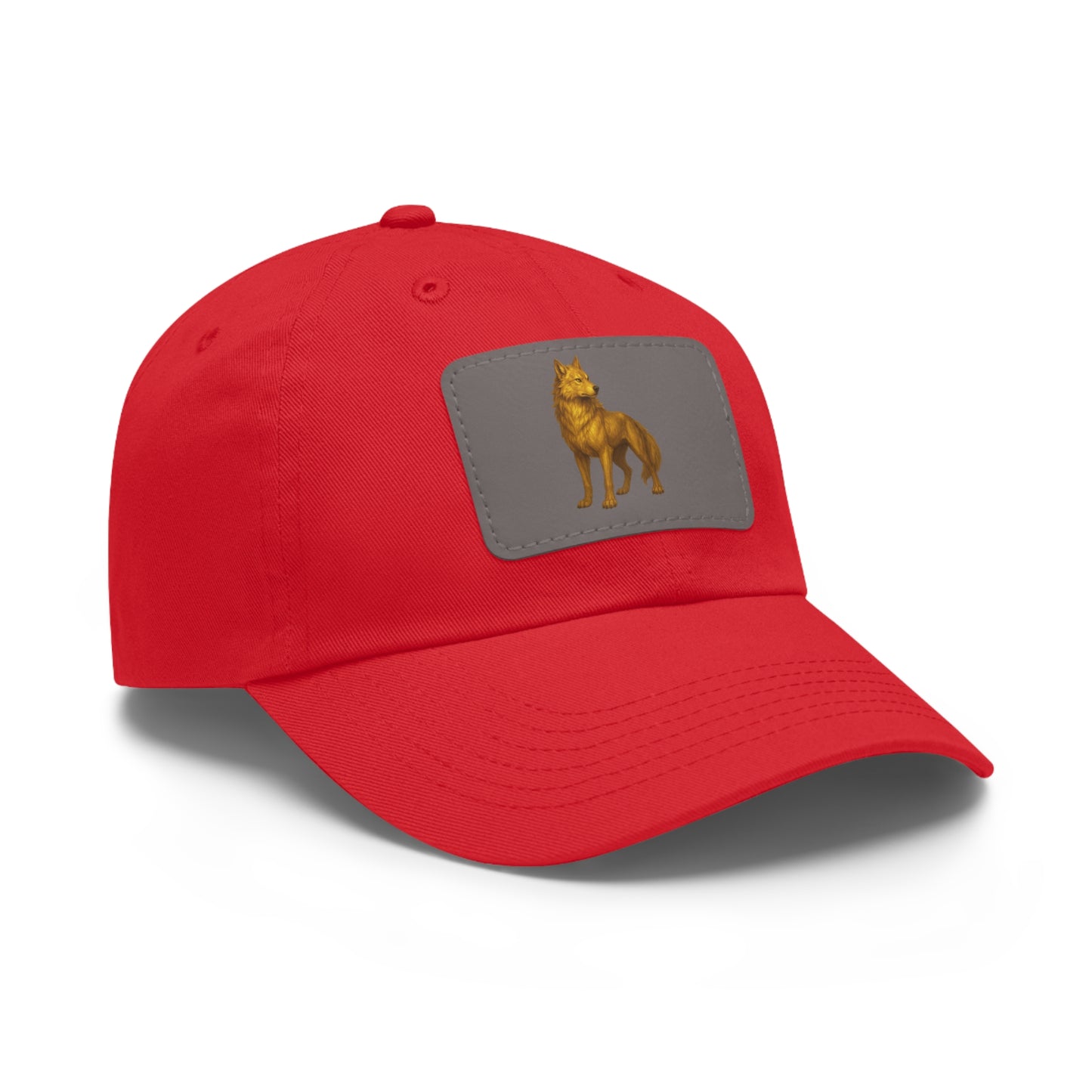 Stylish "Golden Wolf" Dad Hat with Leather Patch - Perfect Gift for Dog Lovers, Casual Wear, Outdoor Adventures, Birthdays, Father's Day