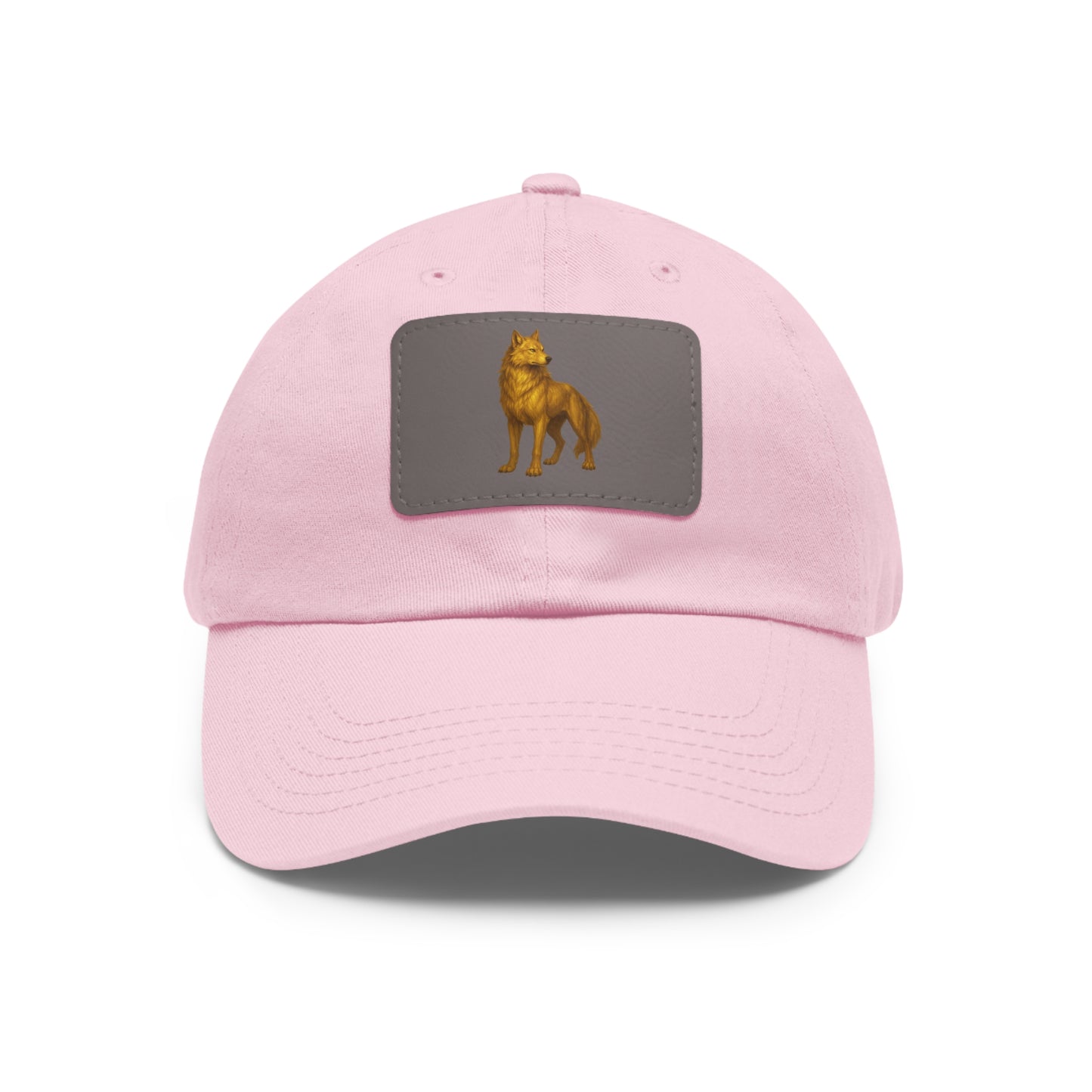 Stylish "Golden Wolf" Dad Hat with Leather Patch - Perfect Gift for Dog Lovers, Casual Wear, Outdoor Adventures, Birthdays, Father's Day