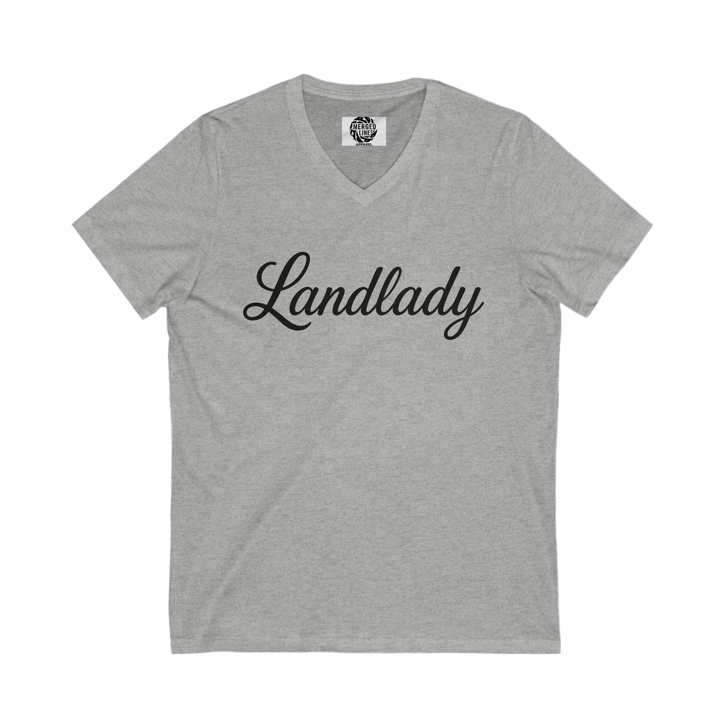 Landlady V-Neck Tee, Casual Wear, Gift for Homeowners, Women's Fashion, Birthday Gift, Relaxed Fit Top