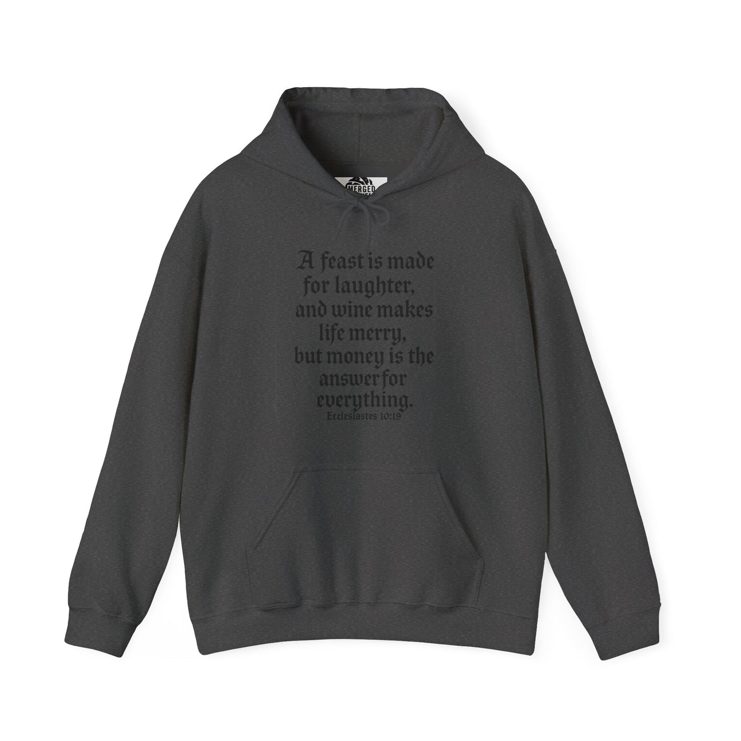 Ecclesiastes 10:19 (classic text) hoodie, Wine & Laughter Sweatshirt, Cozy Hoodie, Gift for Wine Lovers, Bible Quotes, Holiday Apparel, Unisex Clothing