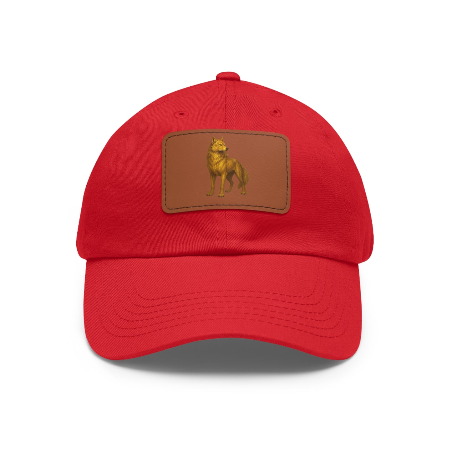 Stylish "Golden Wolf" Dad Hat with Leather Patch - Perfect Gift for Dog Lovers, Casual Wear, Outdoor Adventures, Birthdays, Father's Day