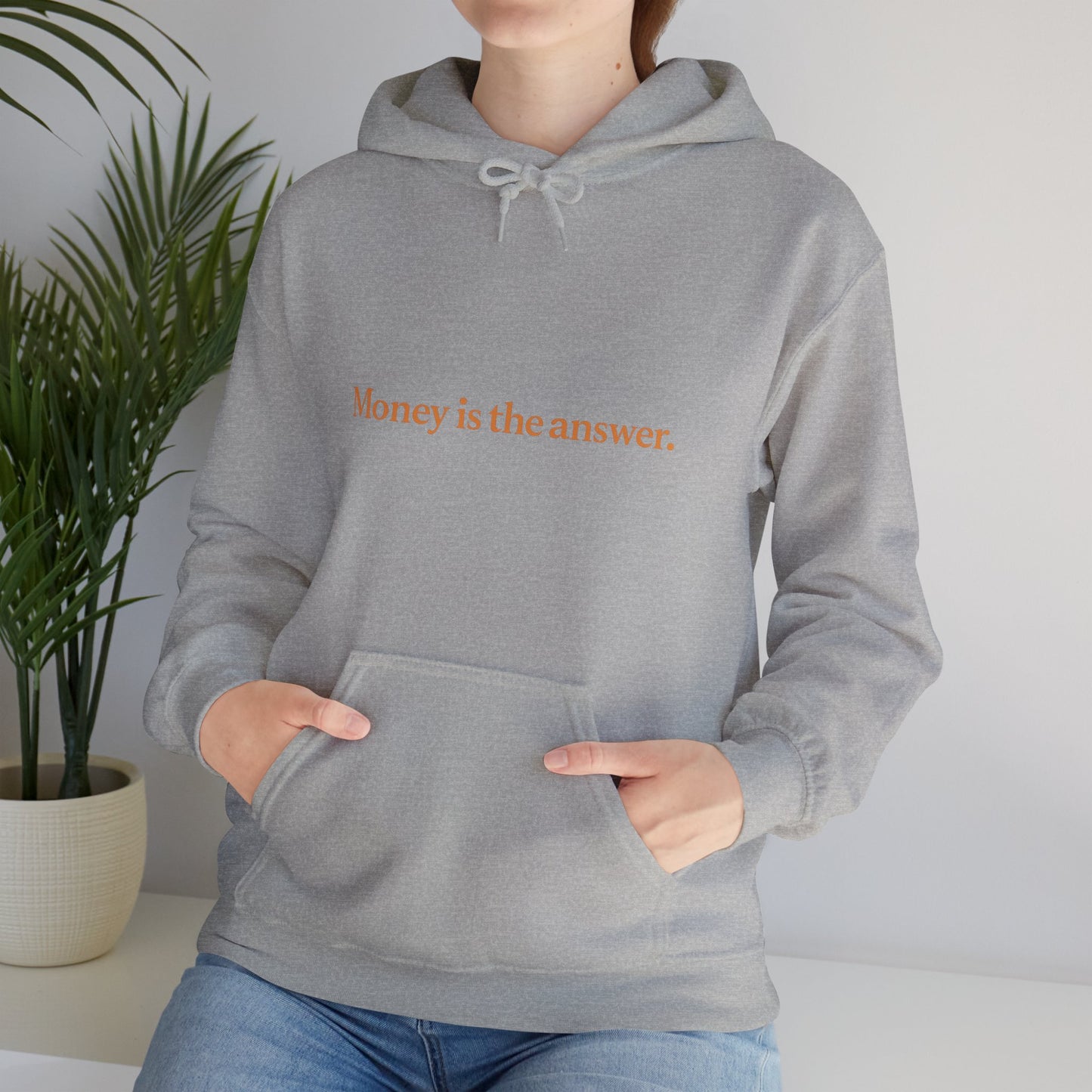 Money is the Answer Unisex Heavy Blend Hooded Sweatshirt, Casual Wear, Gift for Friends, Relaxed Style, Motivation Apparel
