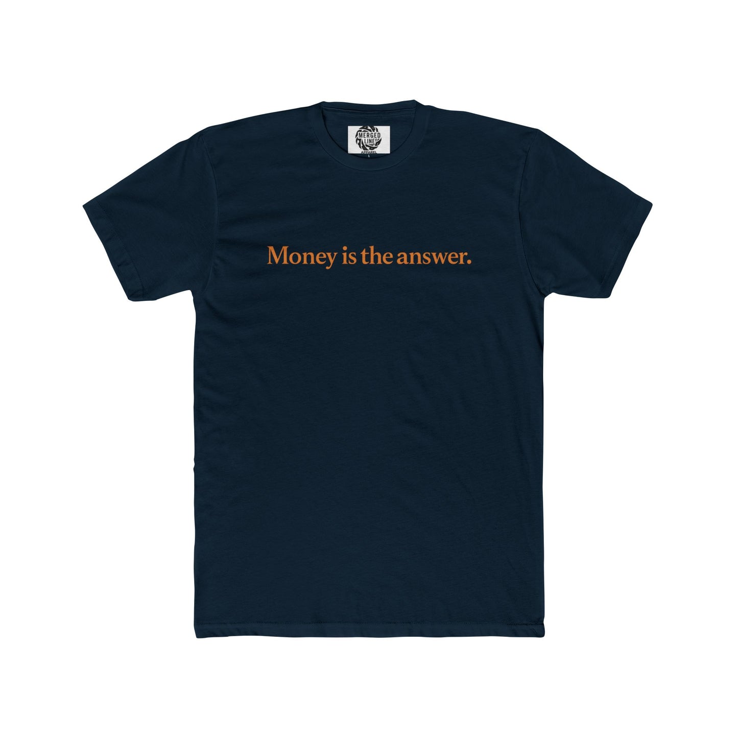 one line Money is the Answer (gold text) Unisex Cotton Crew Tee, Motivational Shirt, Casual Wear, Gift Idea, Stylish Tee for Everyday Use