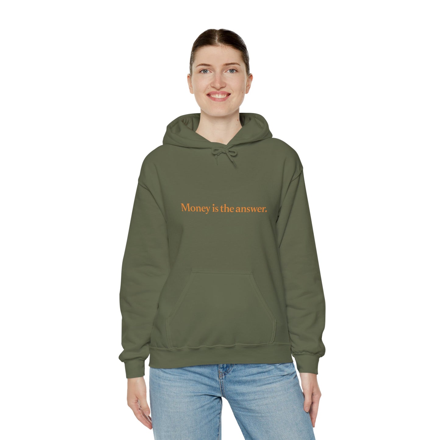 Money is the Answer Unisex Heavy Blend Hooded Sweatshirt, Casual Wear, Gift for Friends, Relaxed Style, Motivation Apparel