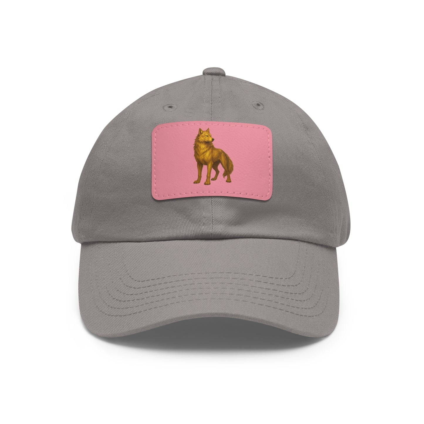 Stylish "Golden Wolf" Dad Hat with Leather Patch - Perfect Gift for Dog Lovers, Casual Wear, Outdoor Adventures, Birthdays, Father's Day