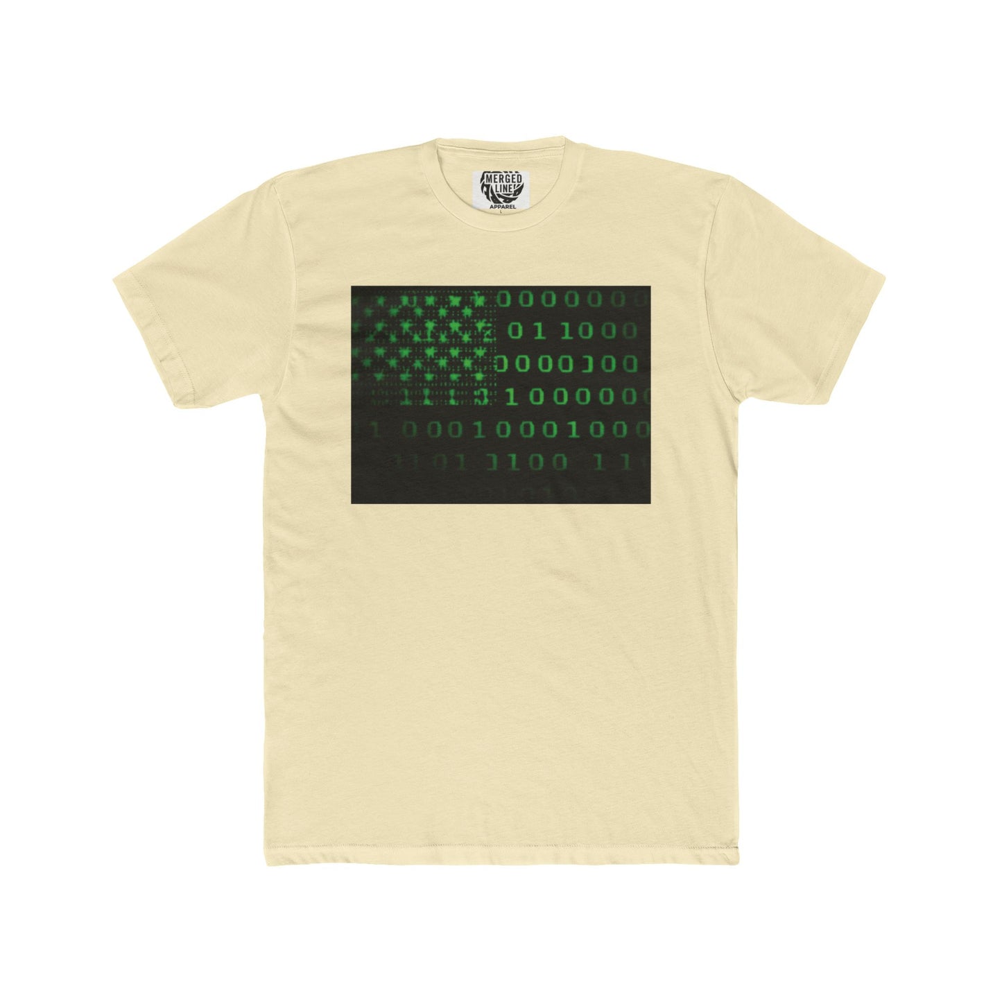 Binary Flag Unisex Cotton Crew Tee, Tech Lover Gift, Cybersecurity Shirt, Patriotic Apparel, Made for Programmers