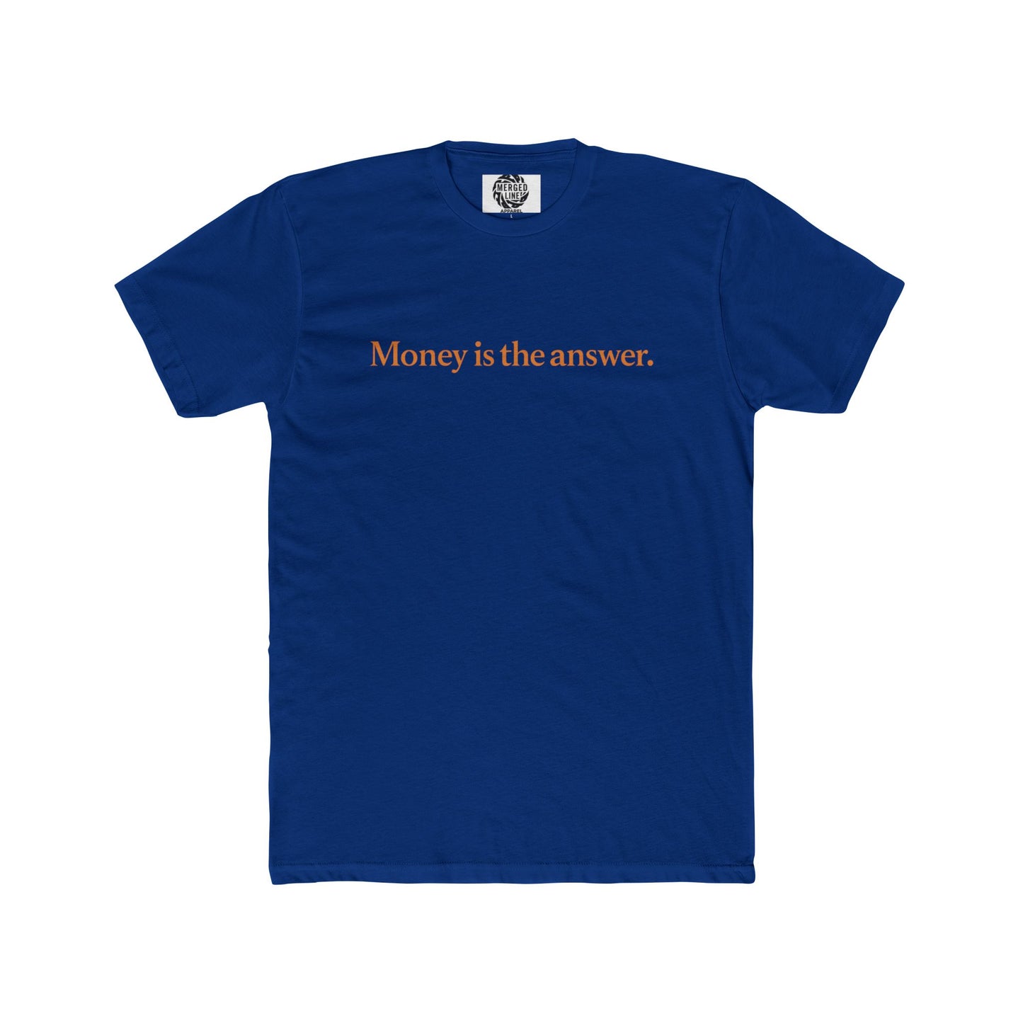 one line Money is the Answer (gold text) Unisex Cotton Crew Tee, Motivational Shirt, Casual Wear, Gift Idea, Stylish Tee for Everyday Use