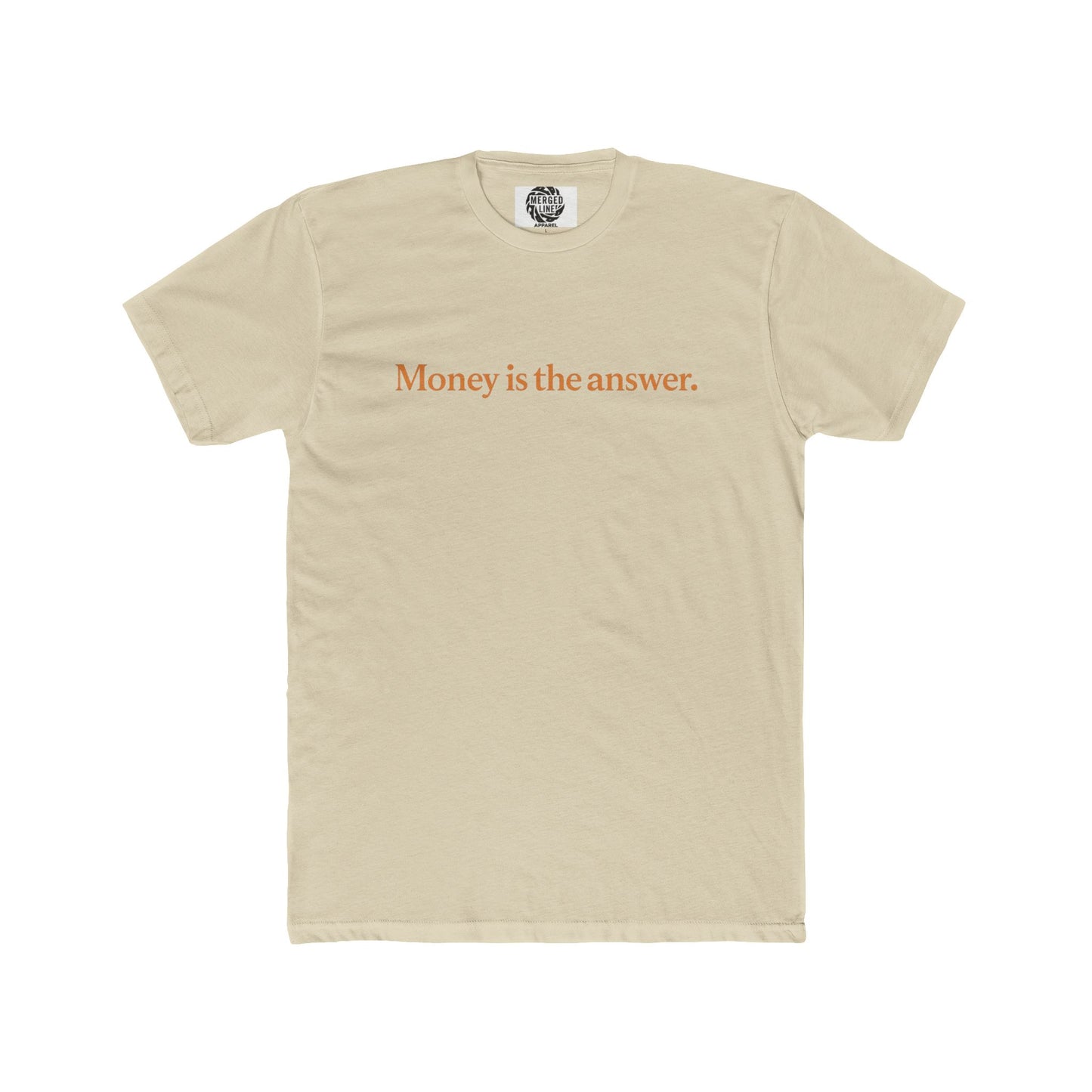 one line Money is the Answer (gold text) Unisex Cotton Crew Tee, Motivational Shirt, Casual Wear, Gift Idea, Stylish Tee for Everyday Use
