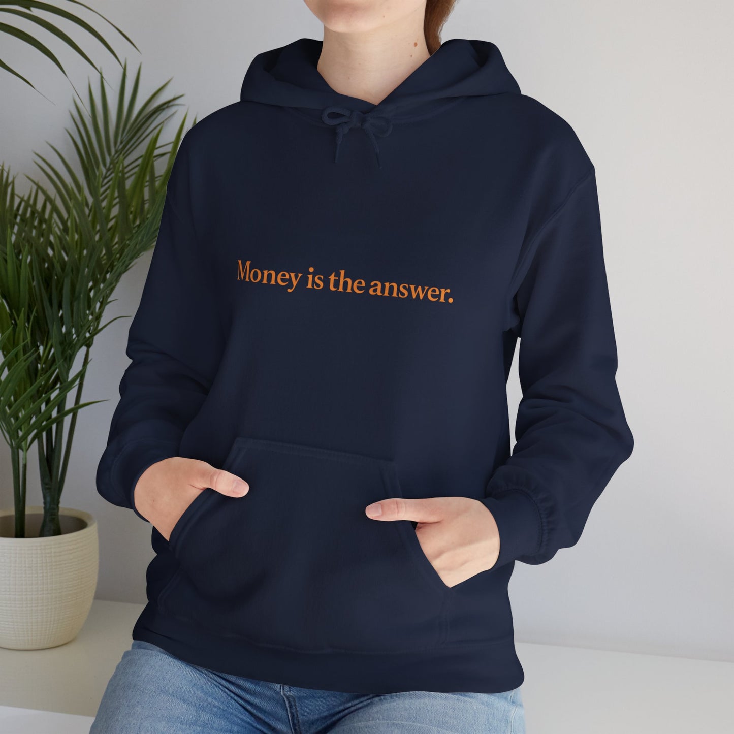 Money is the Answer Unisex Heavy Blend Hooded Sweatshirt, Casual Wear, Gift for Friends, Relaxed Style, Motivation Apparel