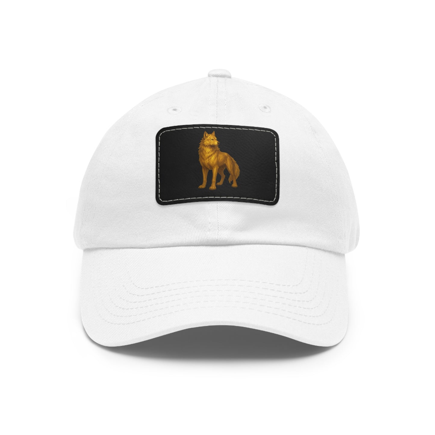 Stylish "Golden Wolf" Dad Hat with Leather Patch - Perfect Gift for Dog Lovers, Casual Wear, Outdoor Adventures, Birthdays, Father's Day