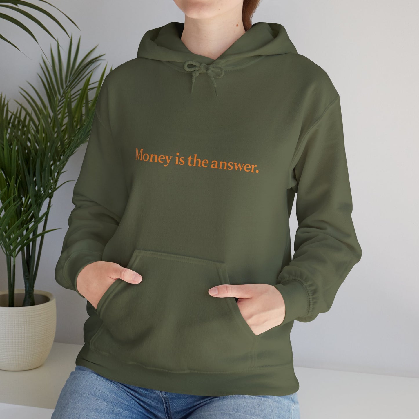 Money is the Answer Unisex Heavy Blend Hooded Sweatshirt, Casual Wear, Gift for Friends, Relaxed Style, Motivation Apparel