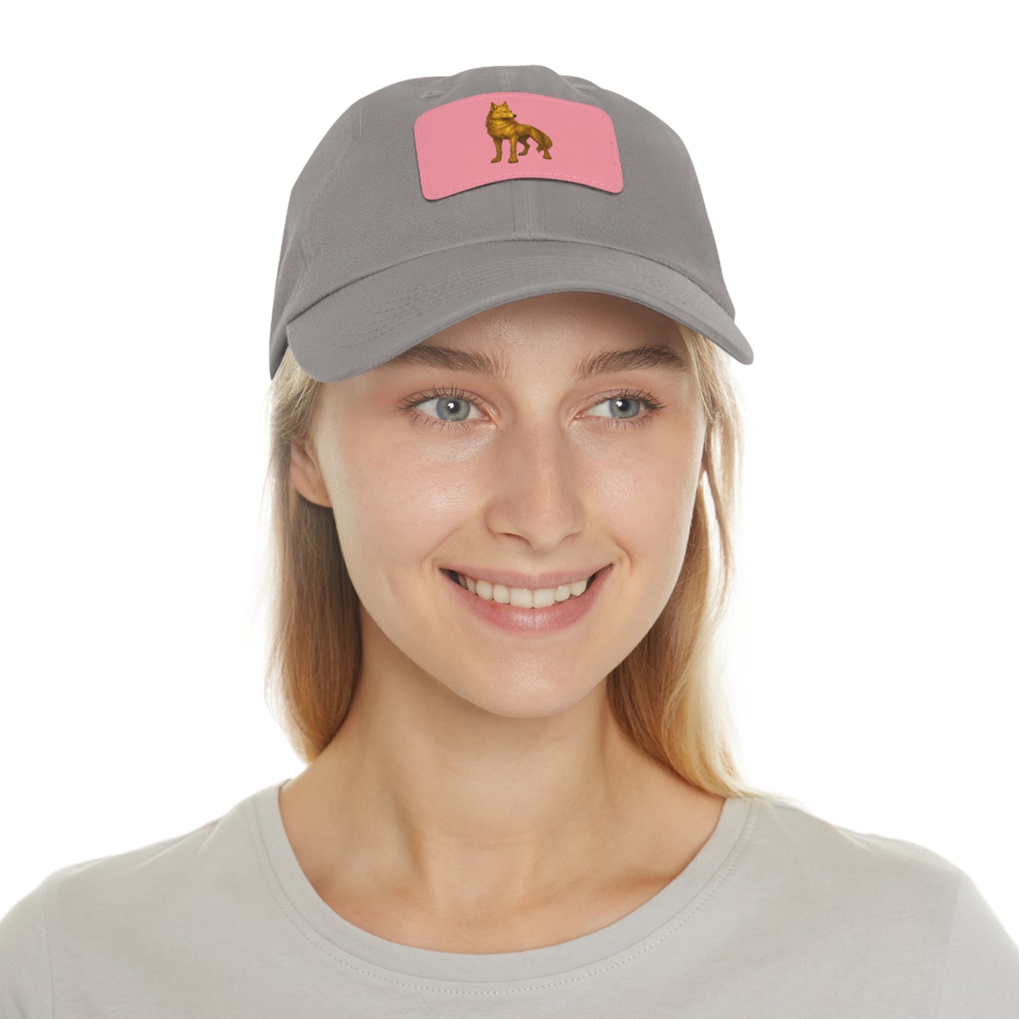 Stylish "Golden Wolf" Dad Hat with Leather Patch - Perfect Gift for Dog Lovers, Casual Wear, Outdoor Adventures, Birthdays, Father's Day