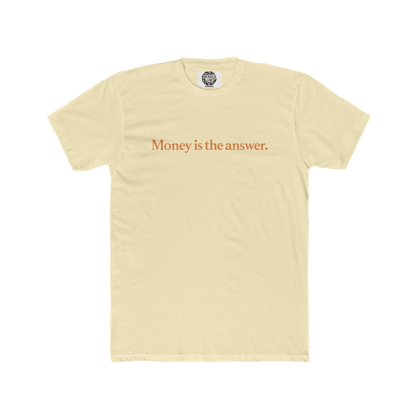 one line Money is the Answer (gold text) Unisex Cotton Crew Tee, Motivational Shirt, Casual Wear, Gift Idea, Stylish Tee for Everyday Use