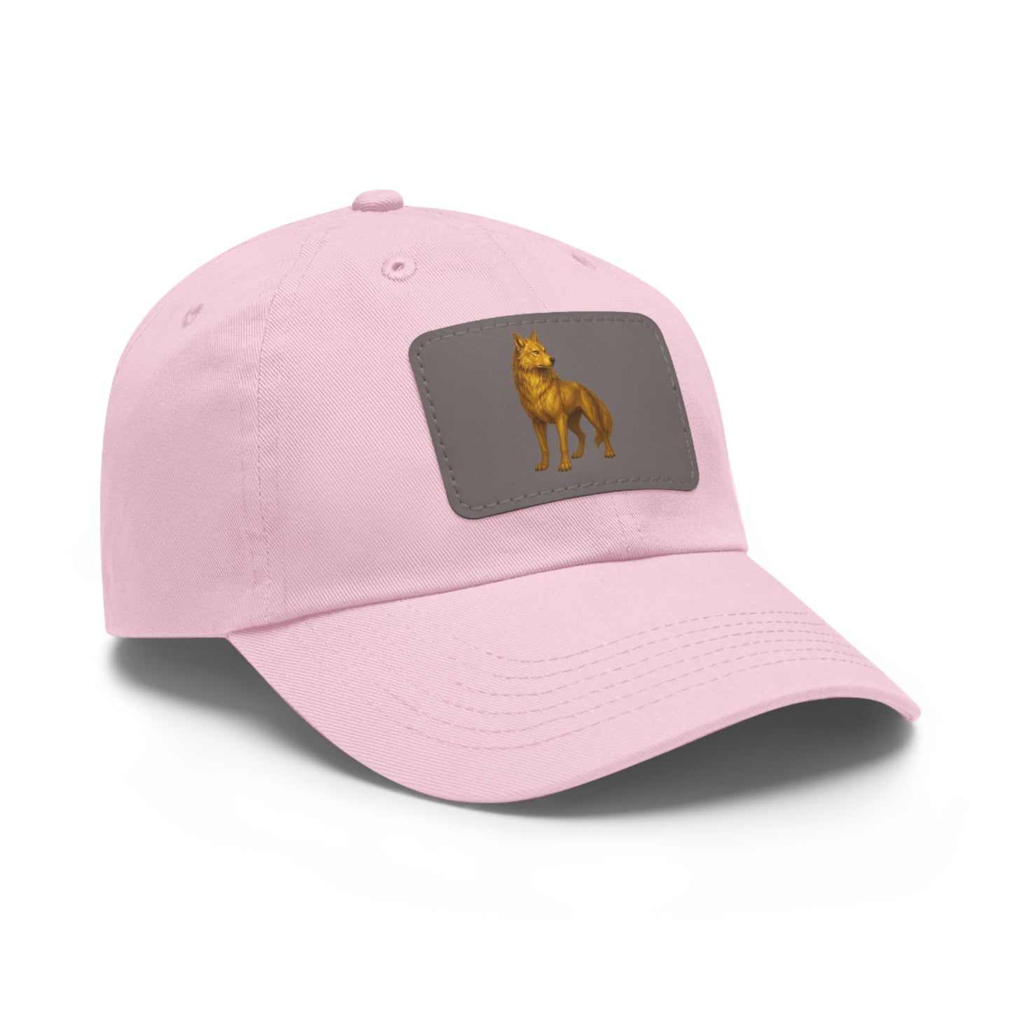 Stylish "Golden Wolf" Dad Hat with Leather Patch - Perfect Gift for Dog Lovers, Casual Wear, Outdoor Adventures, Birthdays, Father's Day