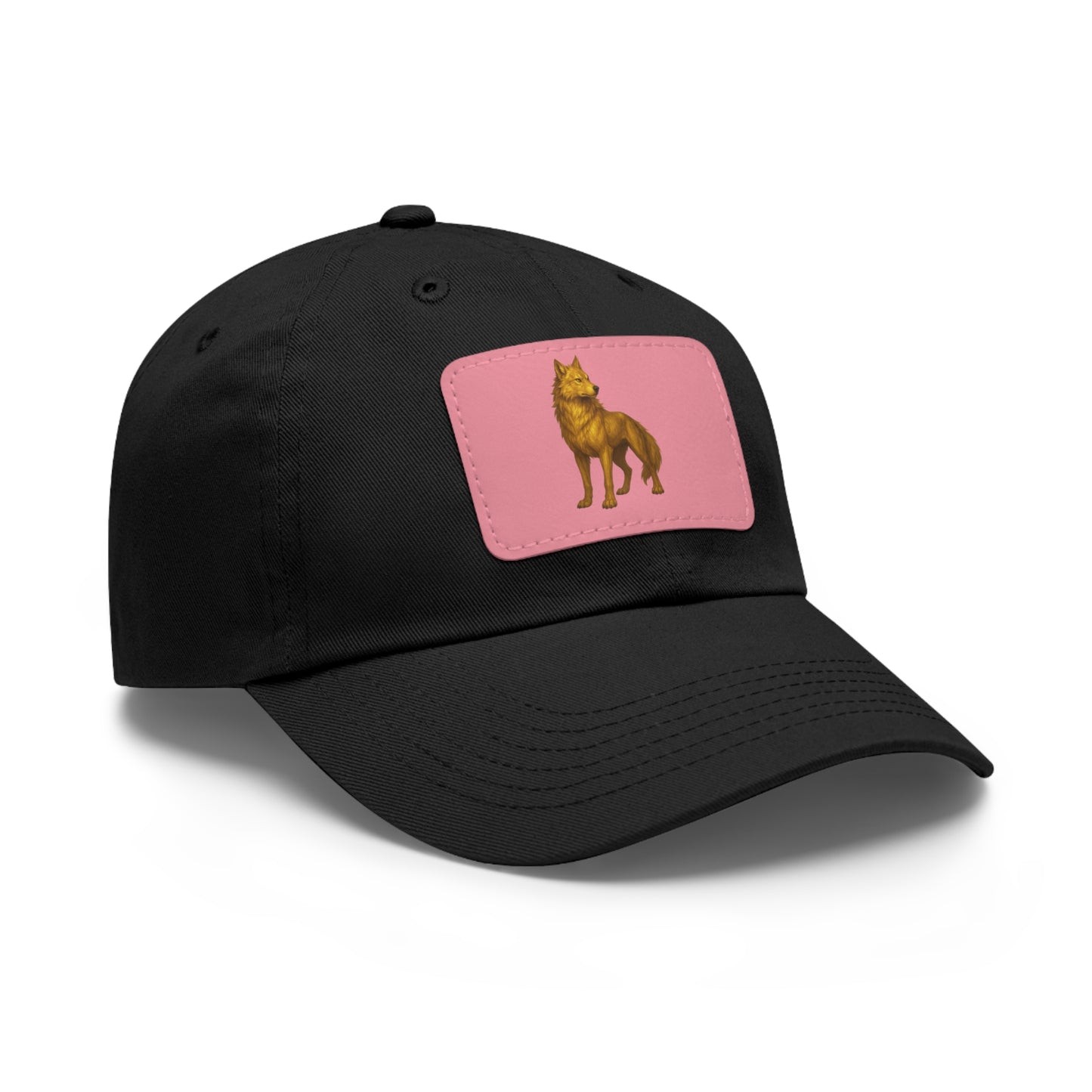 Stylish "Golden Wolf" Dad Hat with Leather Patch - Perfect Gift for Dog Lovers, Casual Wear, Outdoor Adventures, Birthdays, Father's Day