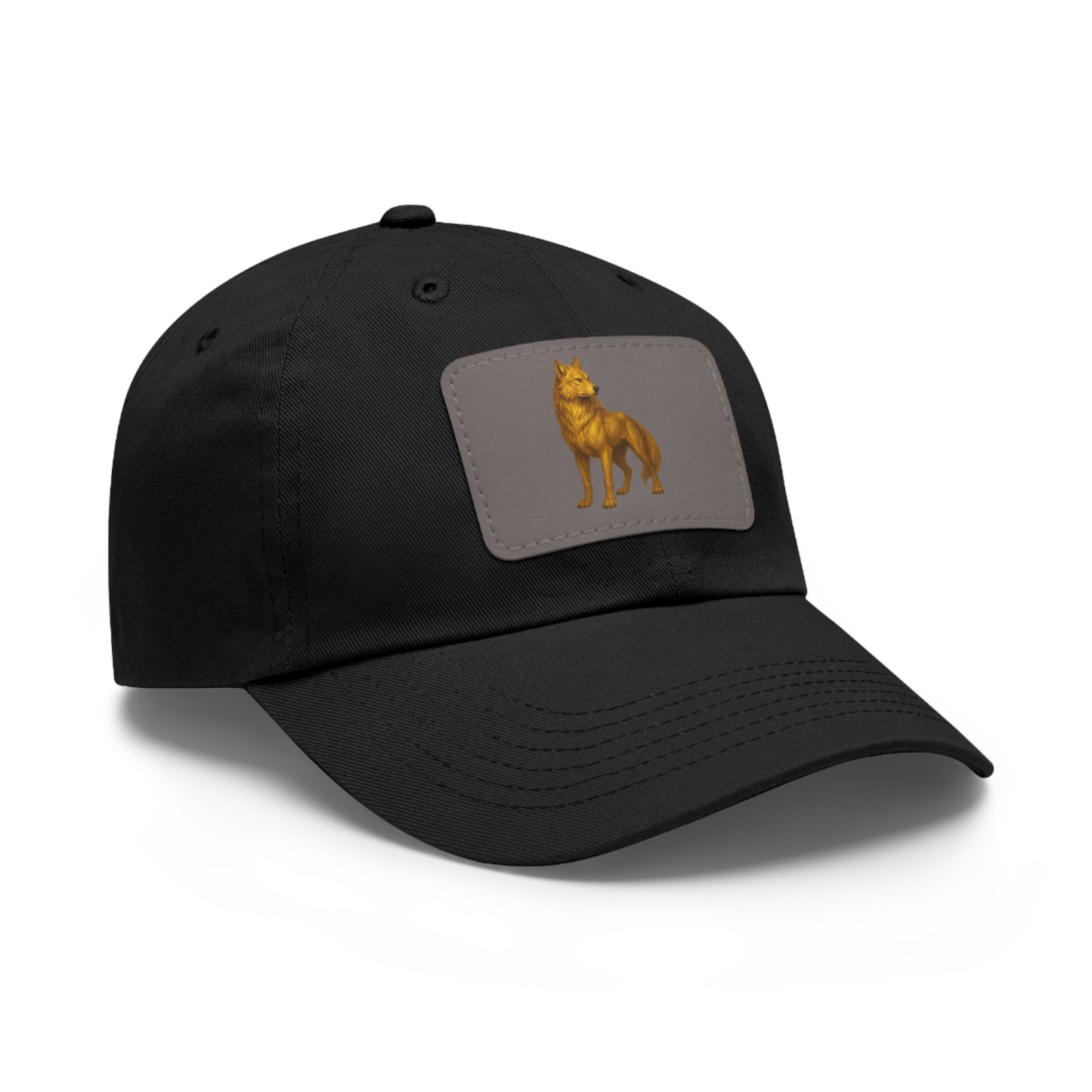Stylish "Golden Wolf" Dad Hat with Leather Patch - Perfect Gift for Dog Lovers, Casual Wear, Outdoor Adventures, Birthdays, Father's Day