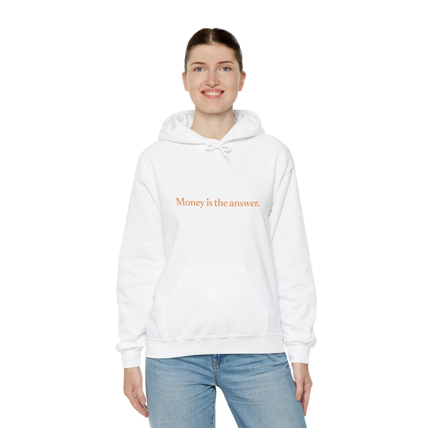 Money is the Answer Unisex Heavy Blend Hooded Sweatshirt, Casual Wear, Gift for Friends, Relaxed Style, Motivation Apparel