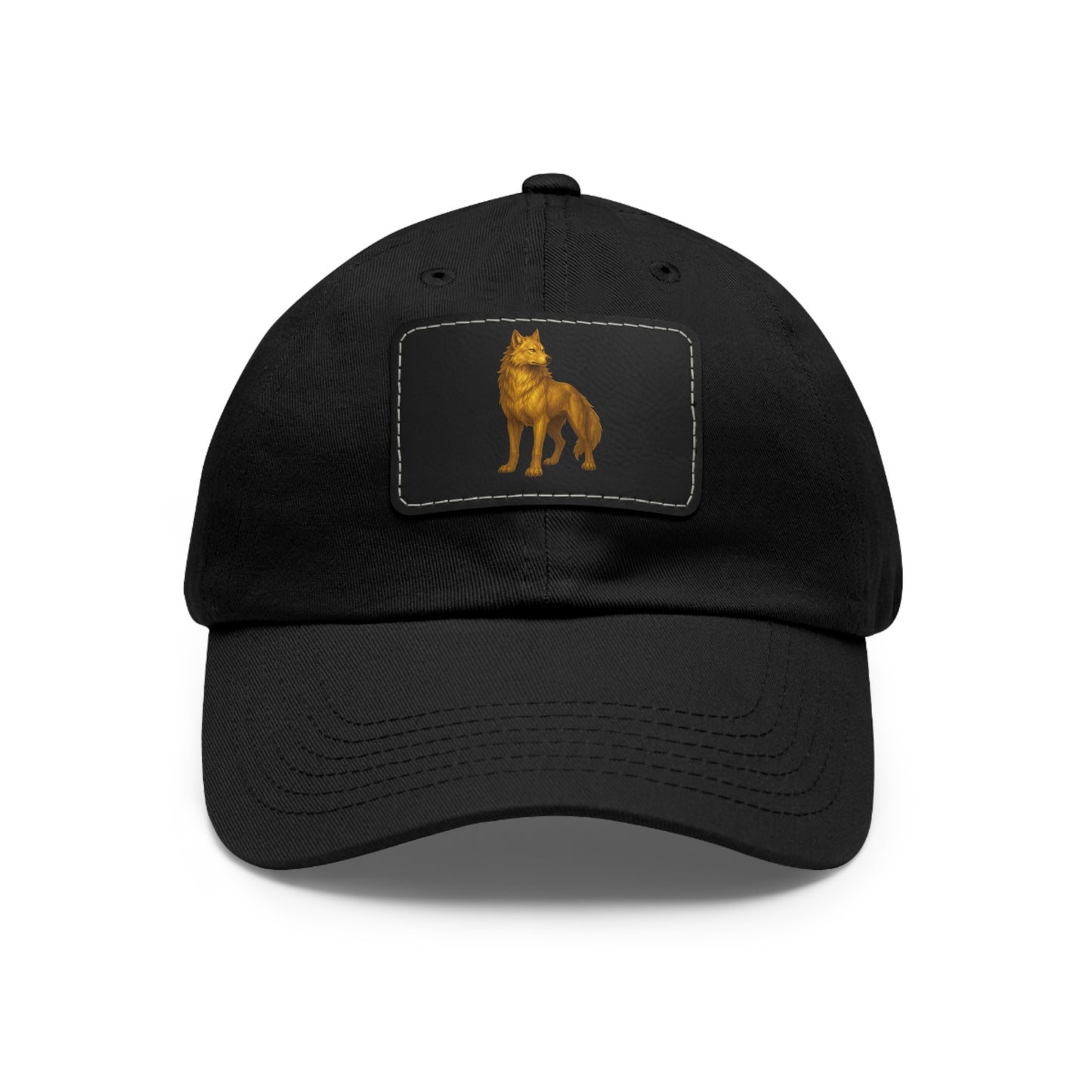 Stylish "Golden Wolf" Dad Hat with Leather Patch - Perfect Gift for Dog Lovers, Casual Wear, Outdoor Adventures, Birthdays, Father's Day