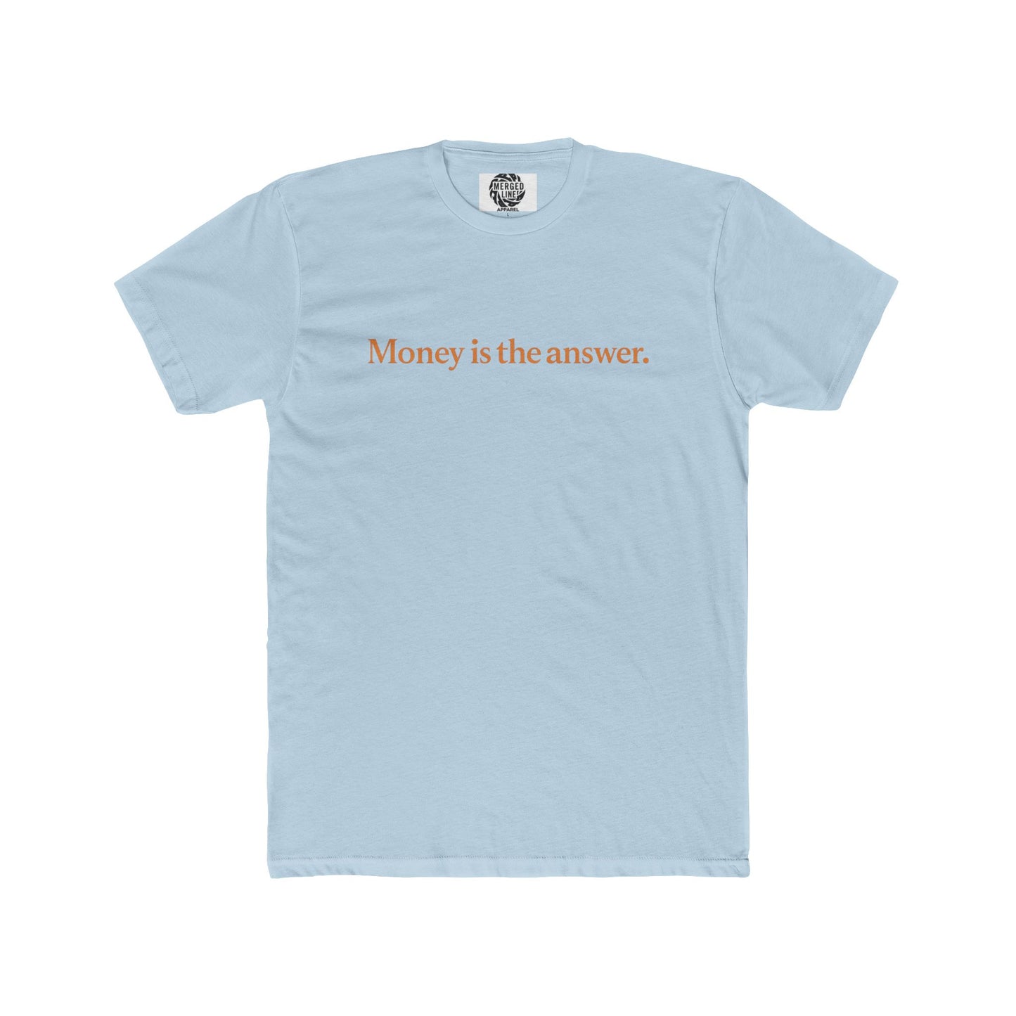 one line Money is the Answer (gold text) Unisex Cotton Crew Tee, Motivational Shirt, Casual Wear, Gift Idea, Stylish Tee for Everyday Use