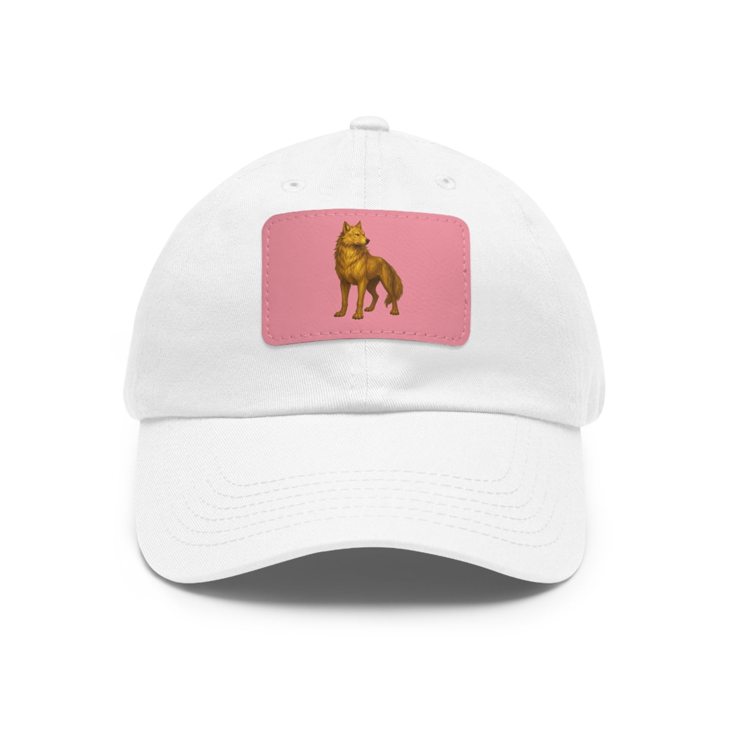 Stylish "Golden Wolf" Dad Hat with Leather Patch - Perfect Gift for Dog Lovers, Casual Wear, Outdoor Adventures, Birthdays, Father's Day