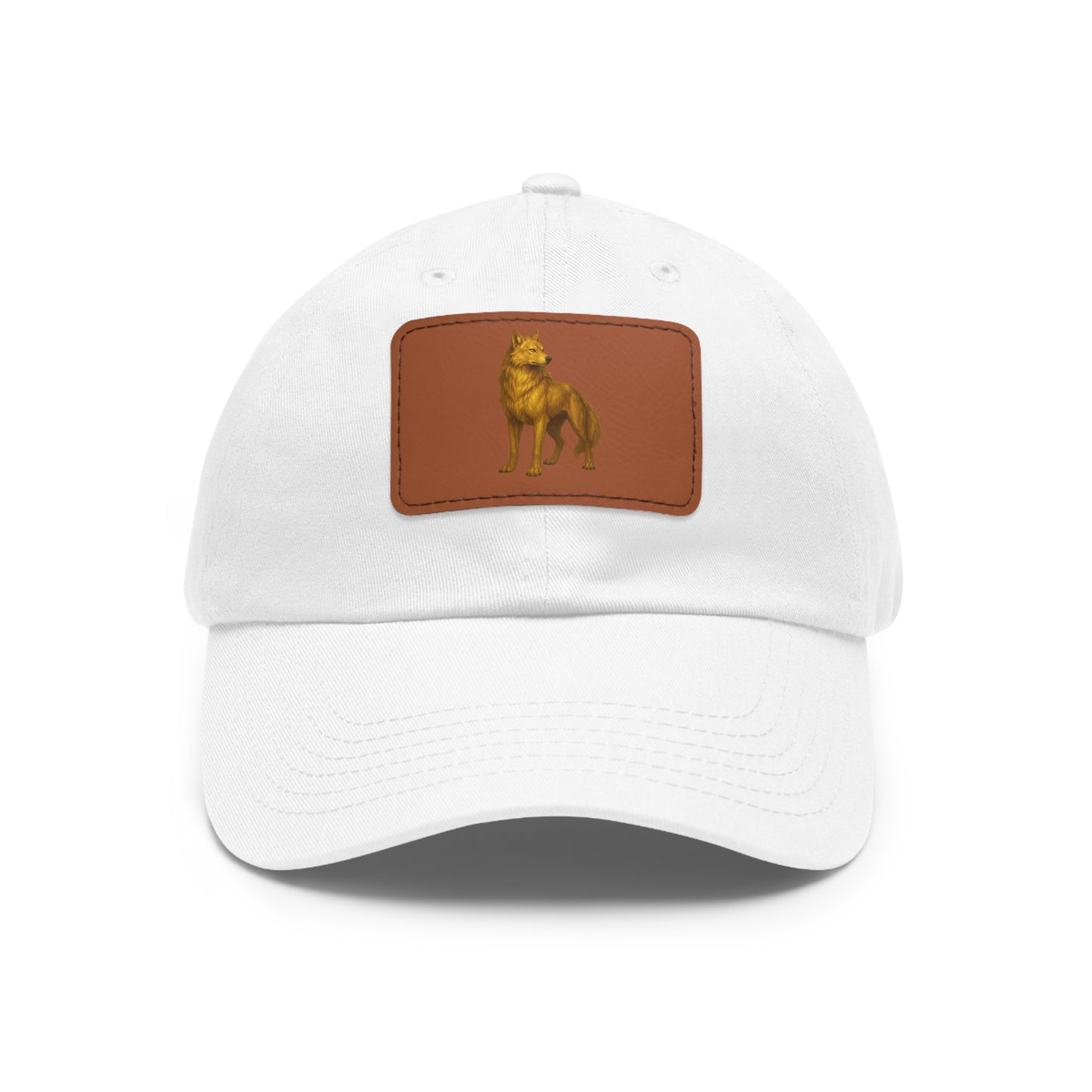 Stylish "Golden Wolf" Dad Hat with Leather Patch - Perfect Gift for Dog Lovers, Casual Wear, Outdoor Adventures, Birthdays, Father's Day