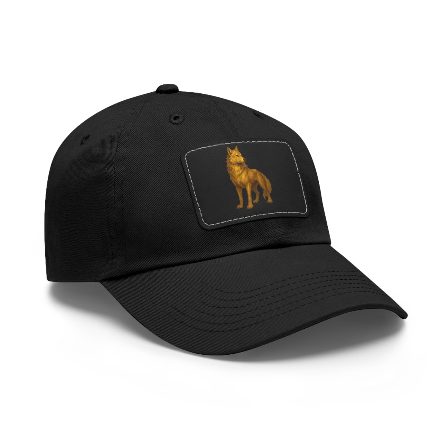Stylish "Golden Wolf" Dad Hat with Leather Patch - Perfect Gift for Dog Lovers, Casual Wear, Outdoor Adventures, Birthdays, Father's Day