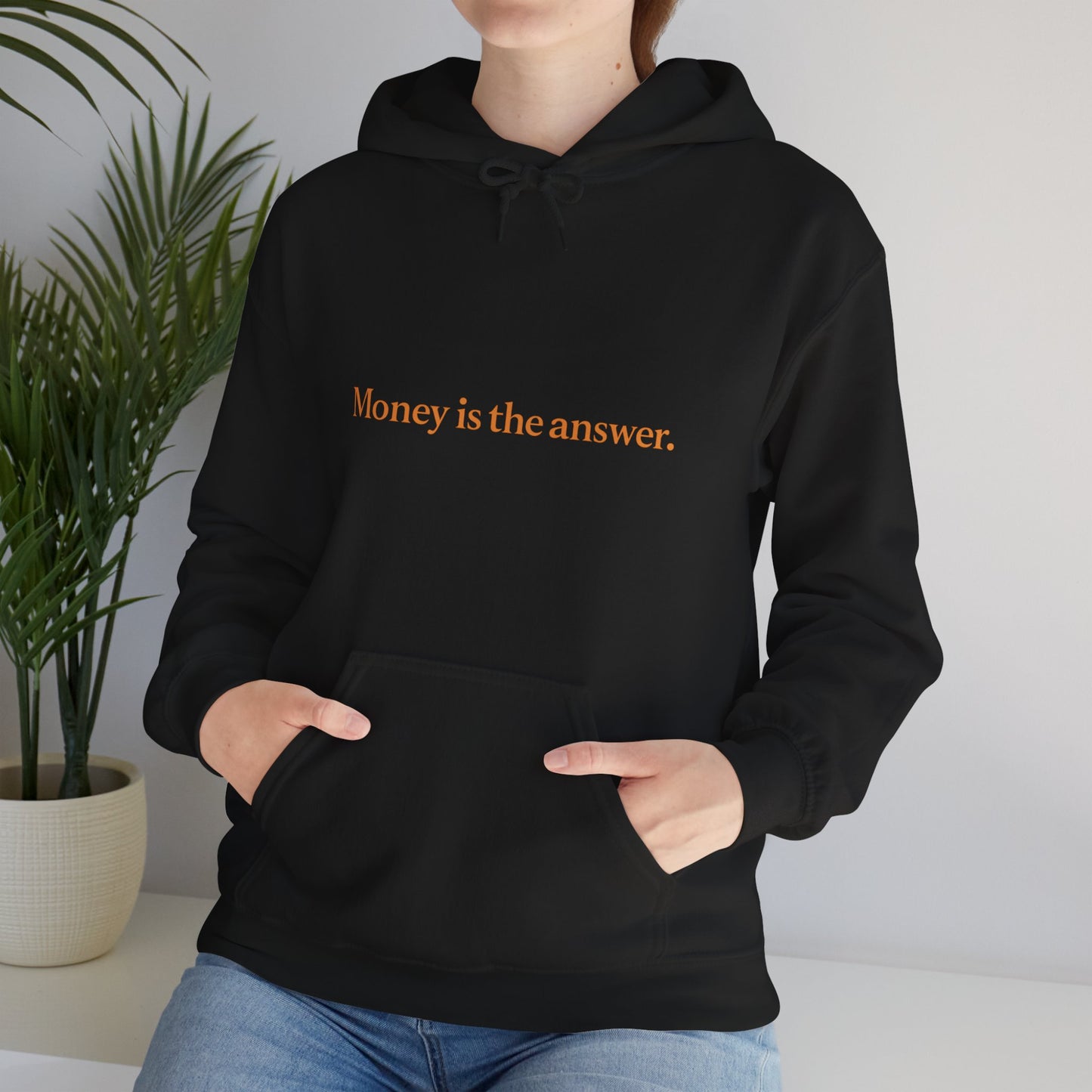 Money is the Answer Unisex Heavy Blend Hooded Sweatshirt, Casual Wear, Gift for Friends, Relaxed Style, Motivation Apparel