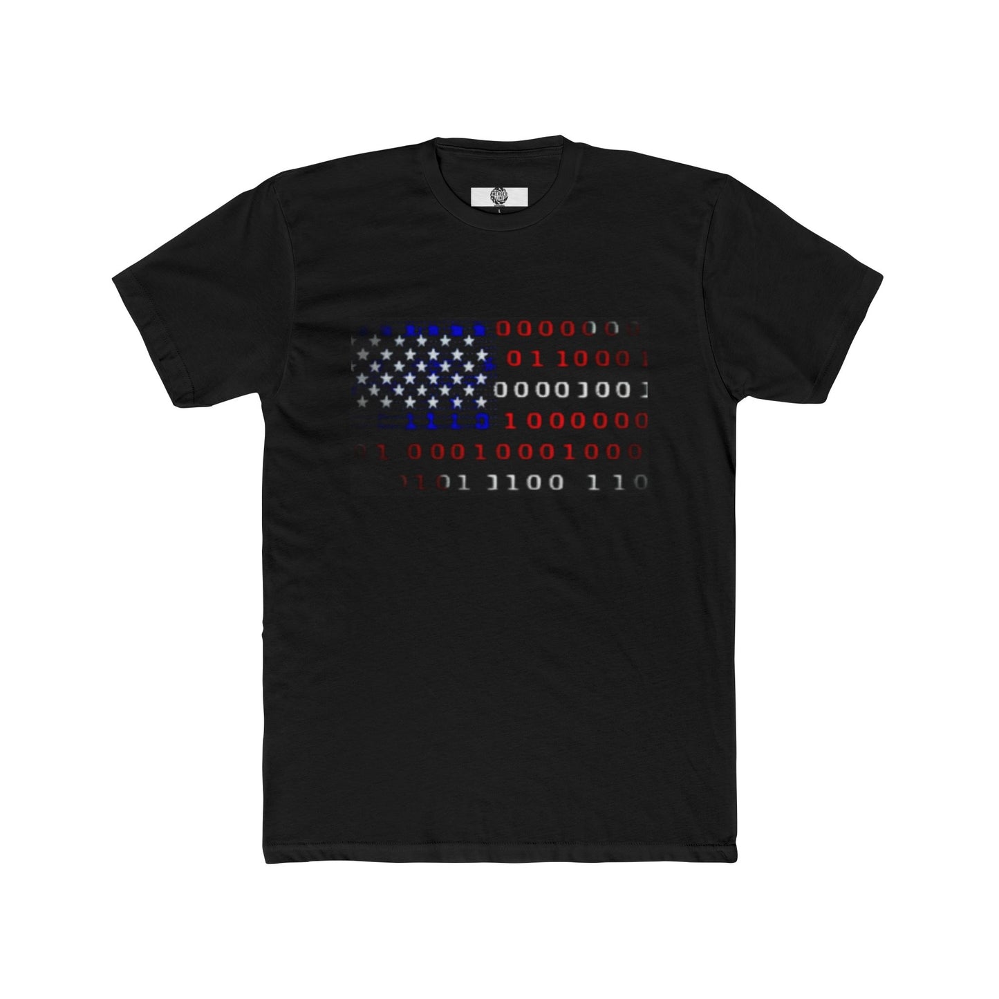 Digital Code American Flag Unisex Cotton Tee, Digital America Tee, Perfect for Tech Lovers, Independence Day, Casual Wear, Geek Gift, Patriotic Apparel