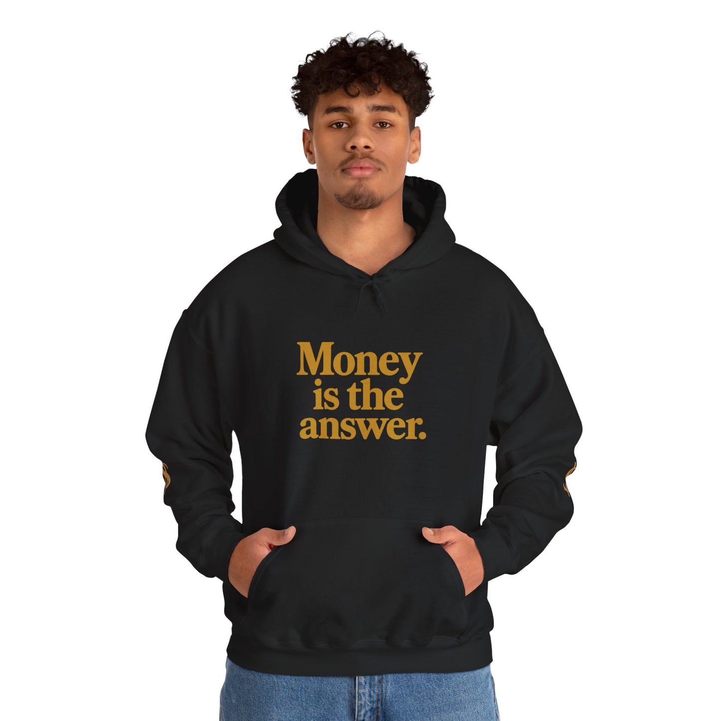 Money is the Answer Hoodie (gold), Cozy Sweatshirt for Entrepreneurs, Trendy Gift for Financial Freedom, Comfortable Casual Wear, [...]