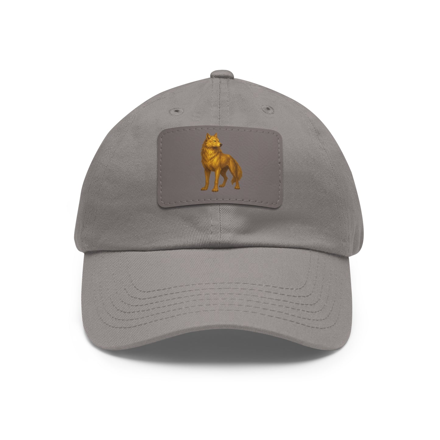 Stylish "Golden Wolf" Dad Hat with Leather Patch - Perfect Gift for Dog Lovers, Casual Wear, Outdoor Adventures, Birthdays, Father's Day